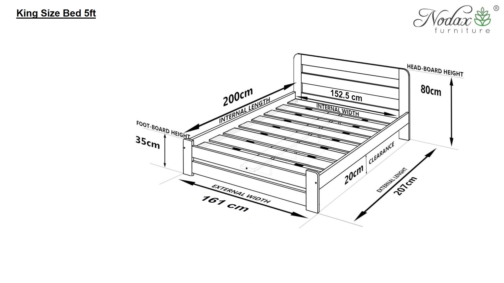 Nodax F1 Aurora king size, bed dimentions