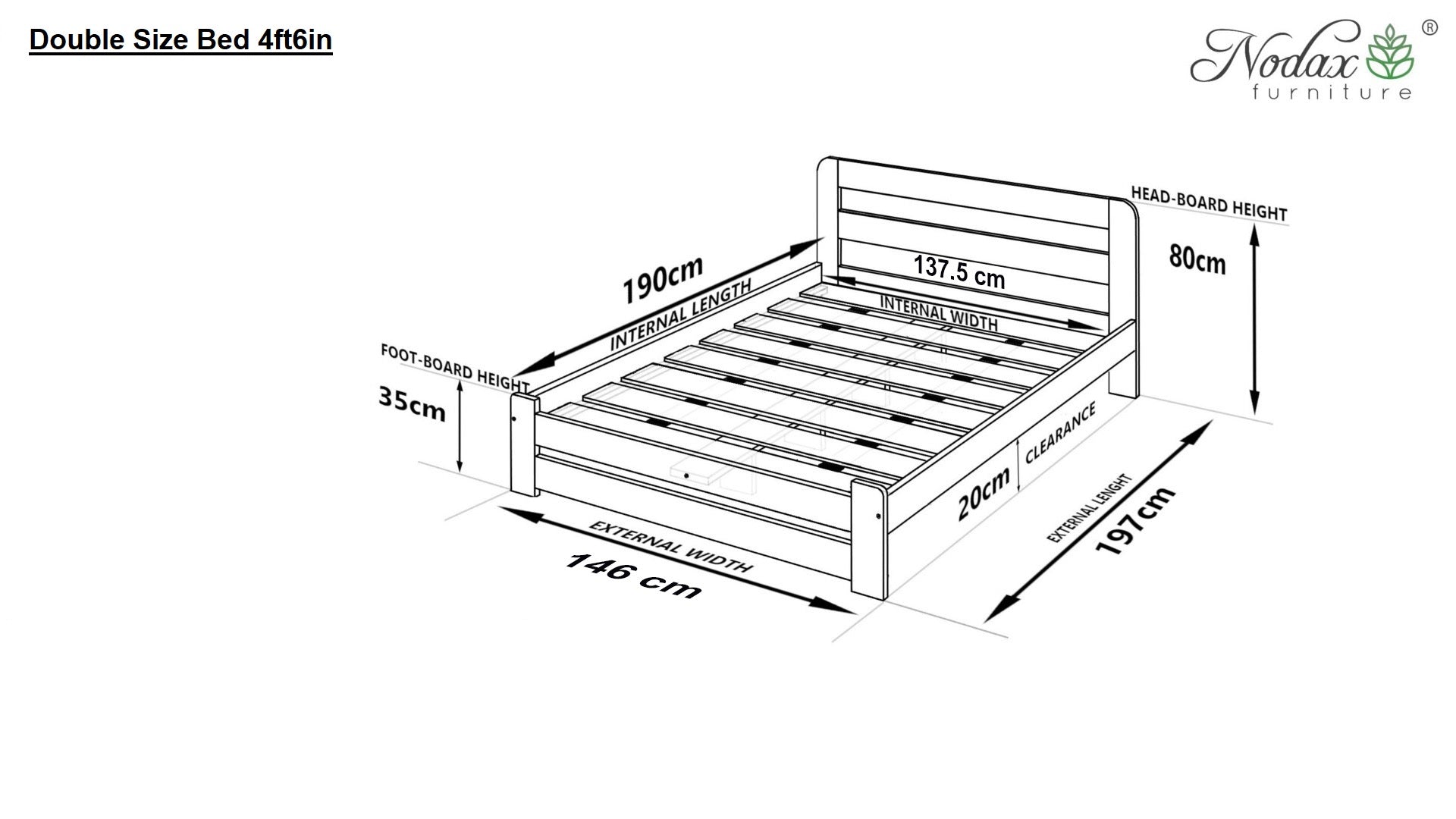 Nodax F1 Aurora double size, bed dimentions