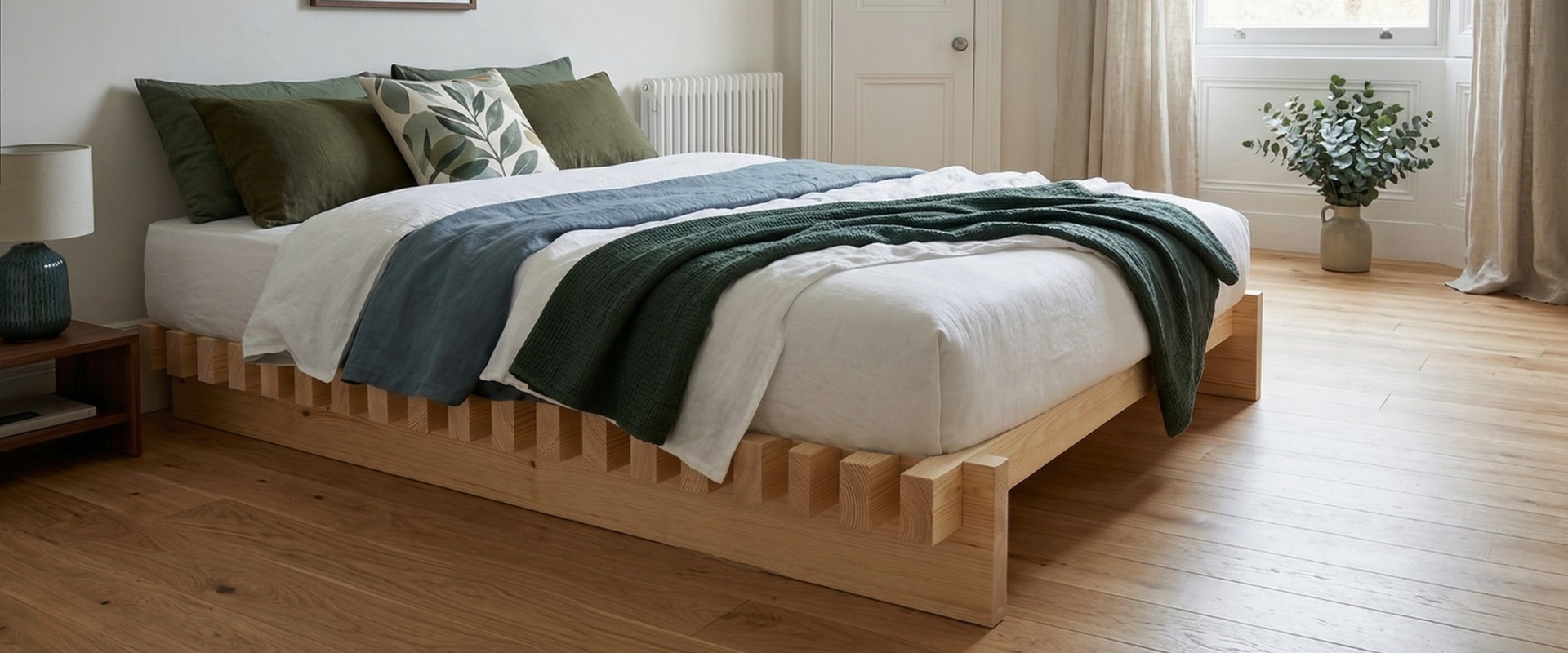 Nodax F8 Sirius extra strong wooden bed frame in untreated wood, engineered for maximum durability and exceptional support.