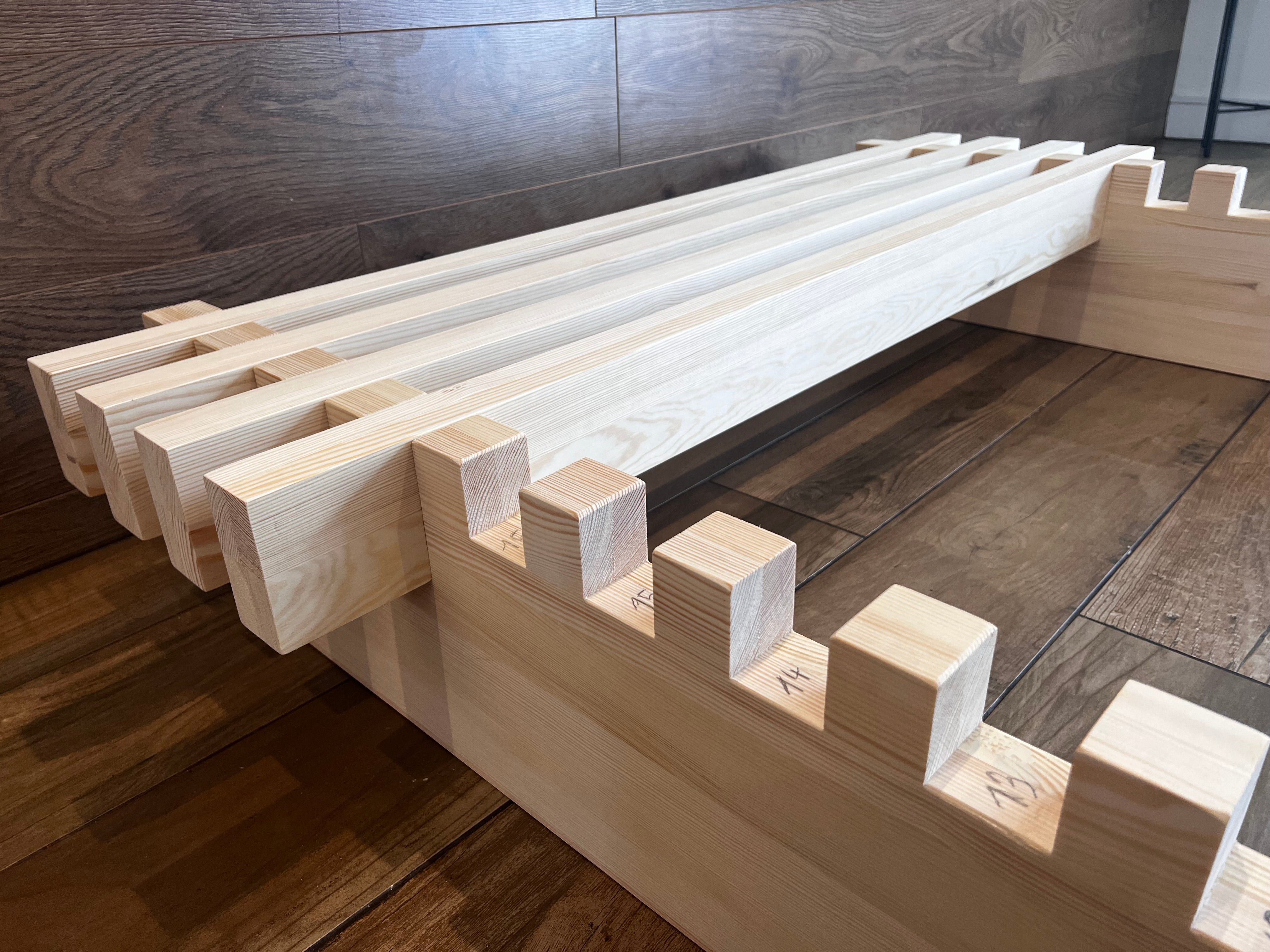 Nodax wooden bedframe, F8 Sirius stong bed, beautiful pine wood, heavy duty slats, extra support, easy slot-together assembly