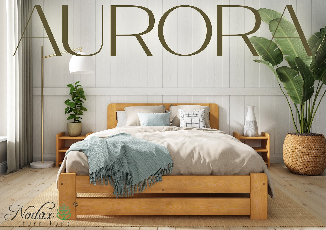 Nodax F1 Aurora wooden bed frame, alder finish, double size