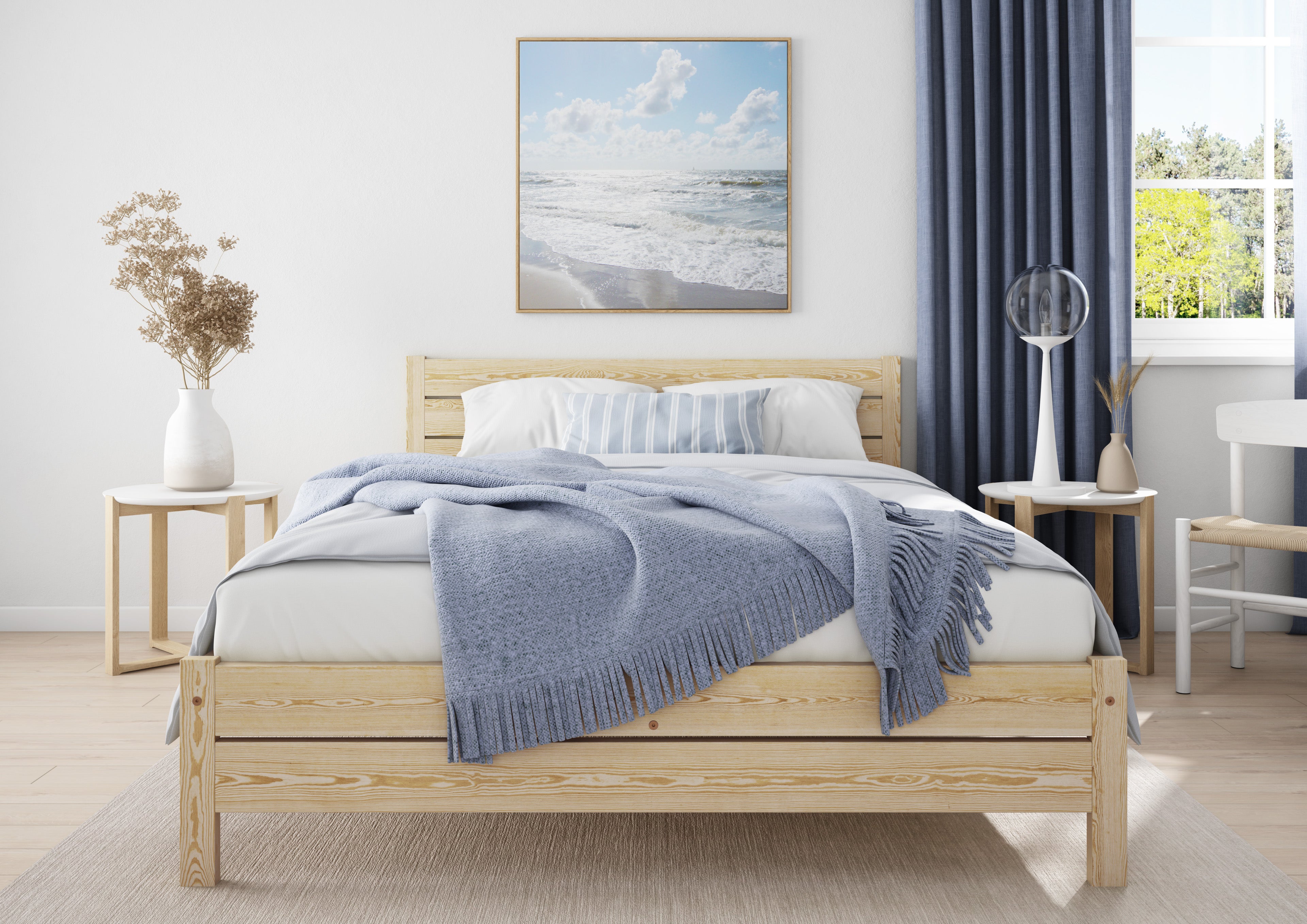 Nodax F3 Alva wooden bed frame, pine wood colour finish