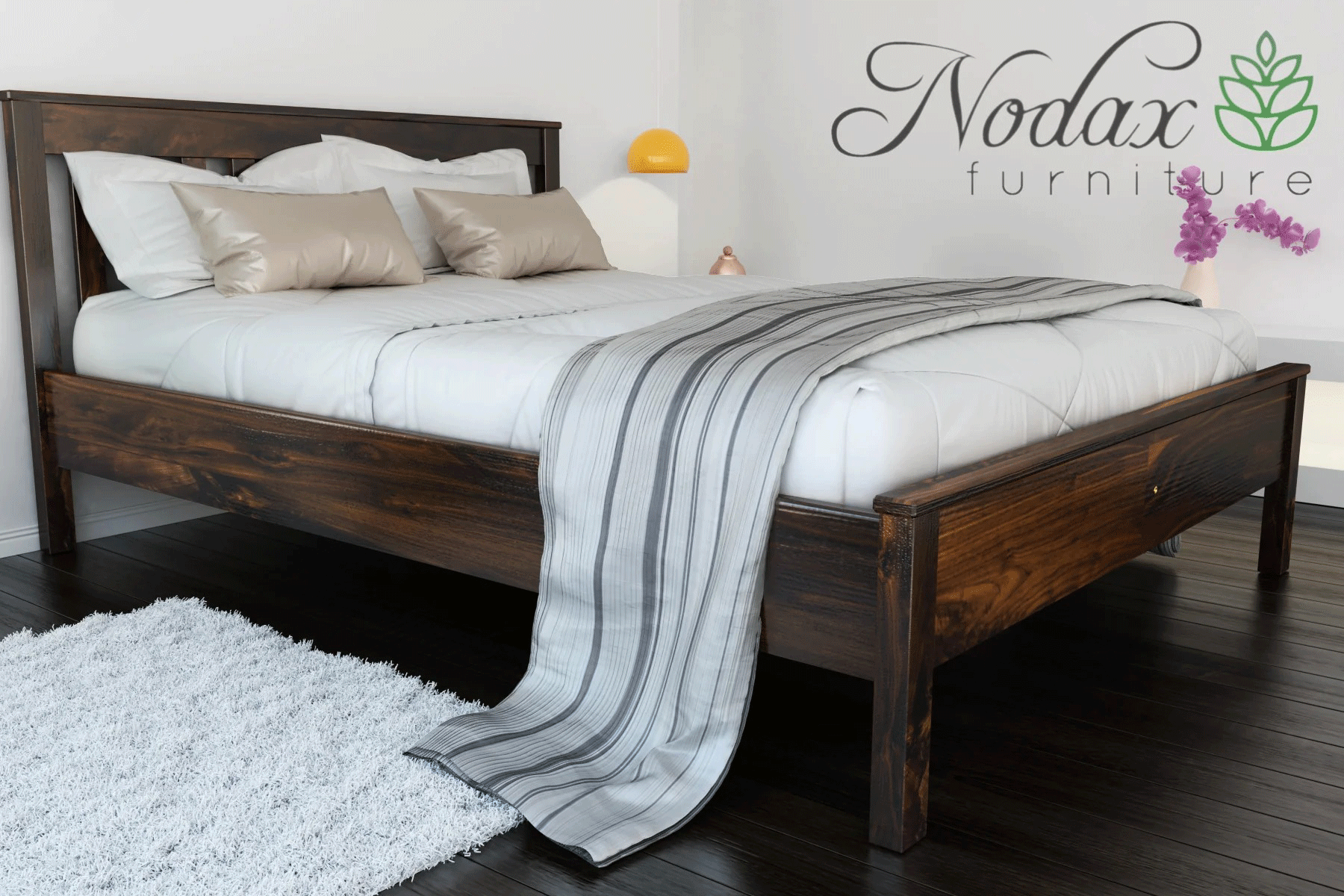 Nodax F17 Capella wooden bed frame, walnut finish
