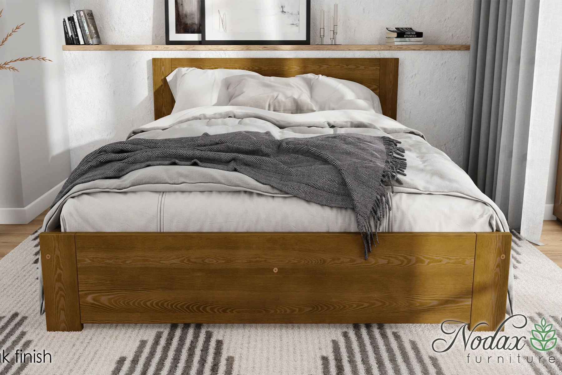 Nodax wooden bedframes, F11 Polaris, beautiful solid wood bed, oak finish