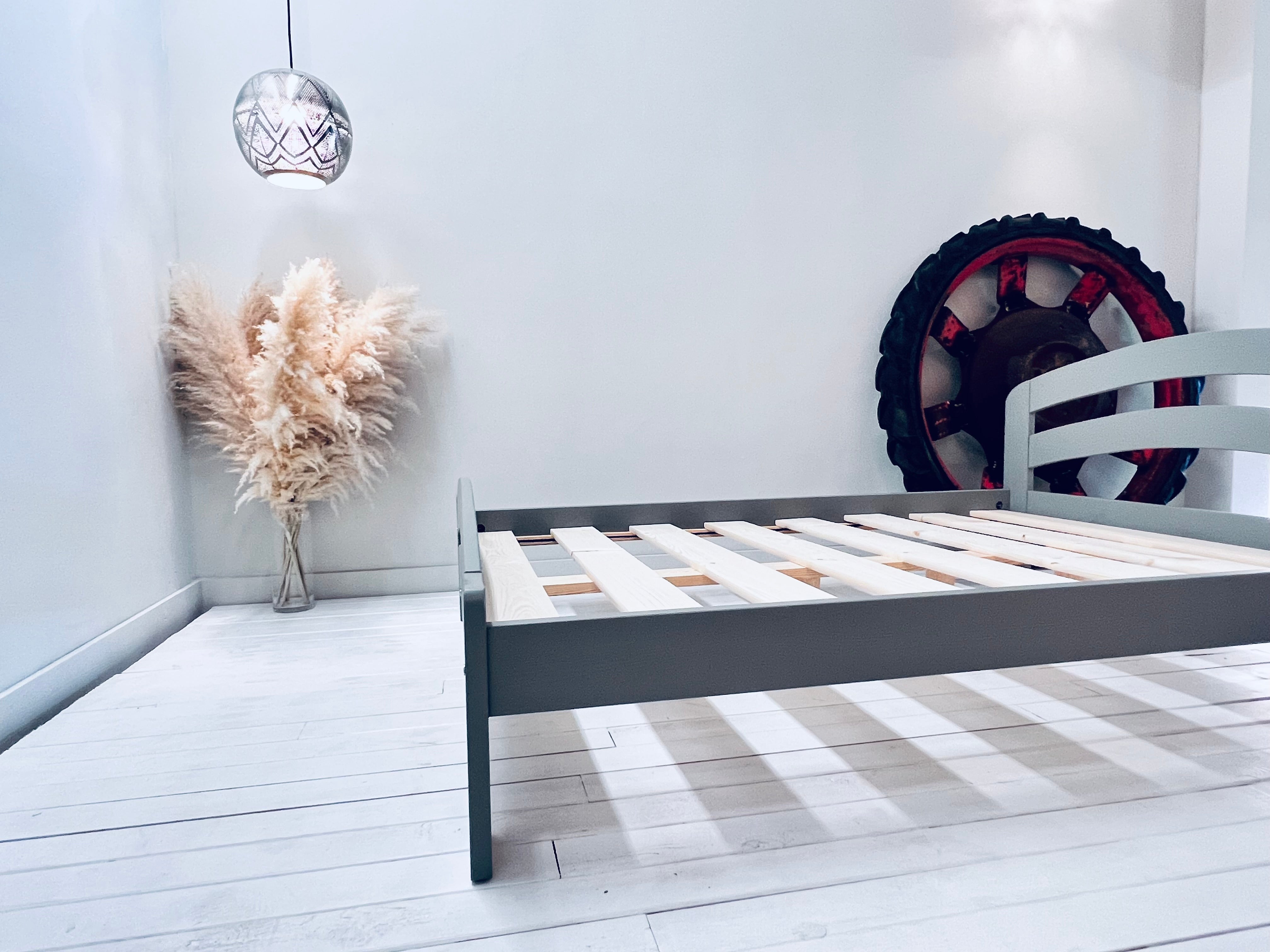 Wooden bed frame Dala (F10) - Grey Finish