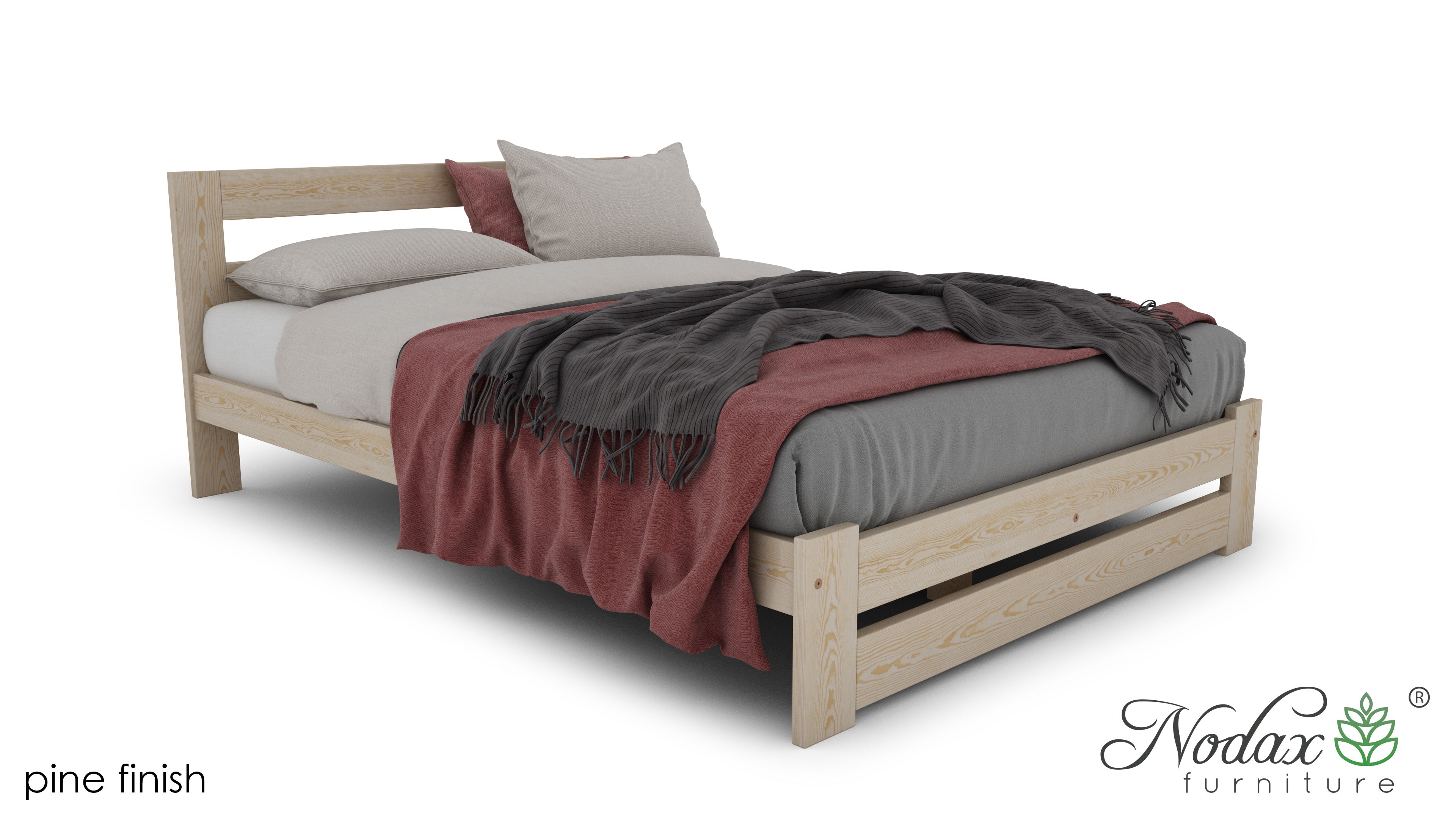 Nodax solid wooden bed frame, B7 Beta, pine finish