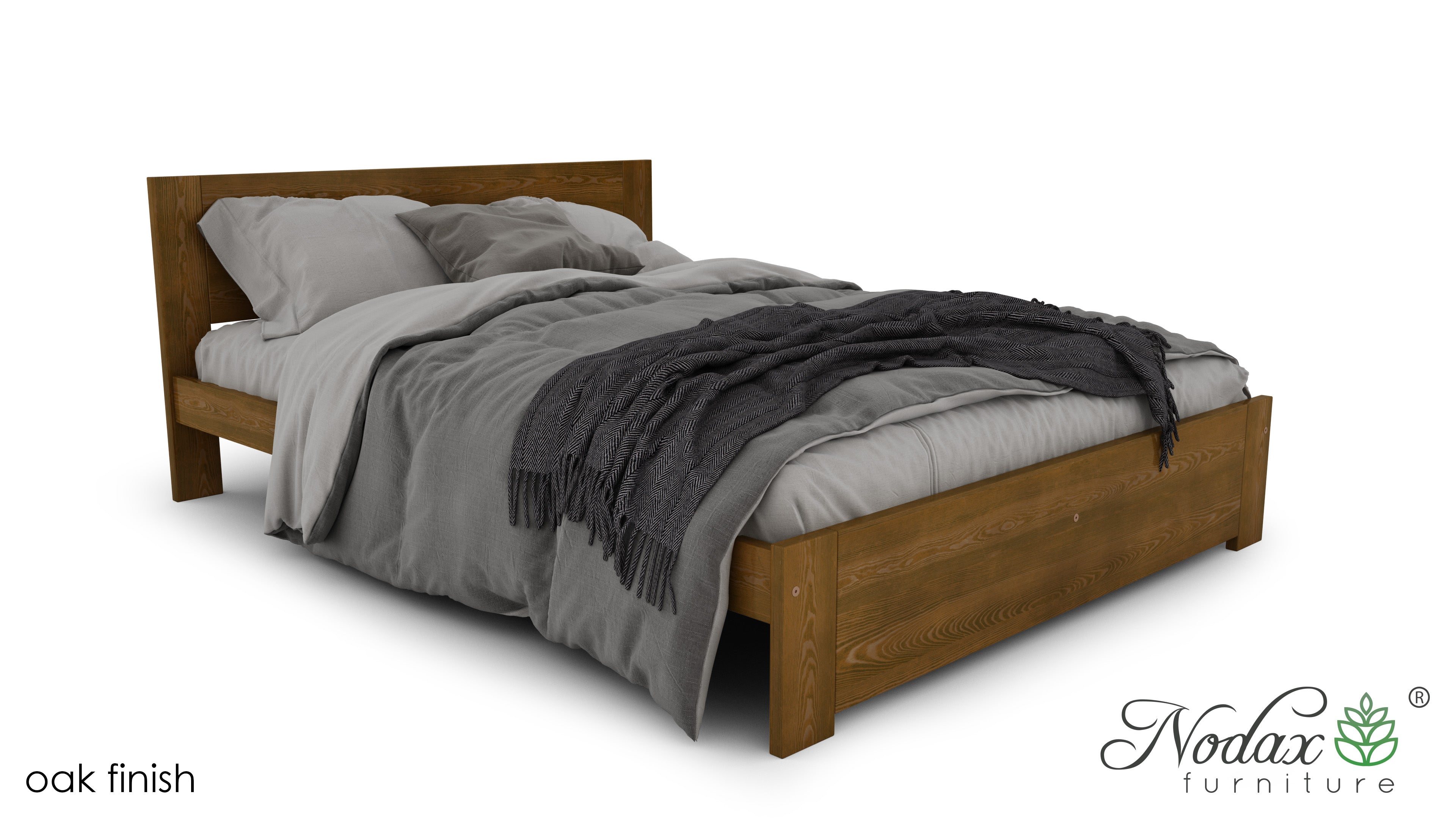 Nodax wooden bedframes, F11 Polaris, beautiful solid wood bed, oak finish