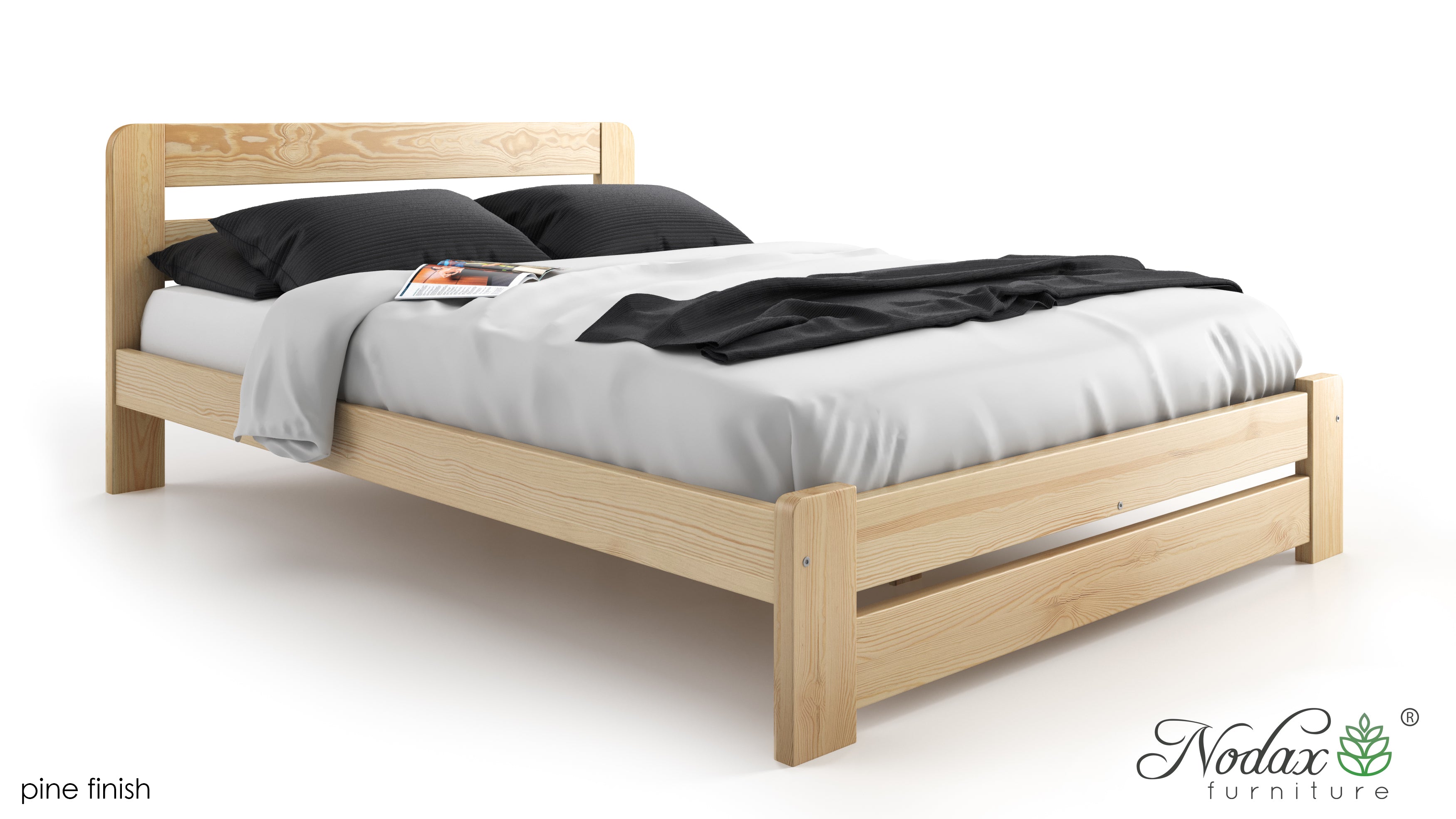 Nodax F1 Aurora wooden bed frame, pine finish