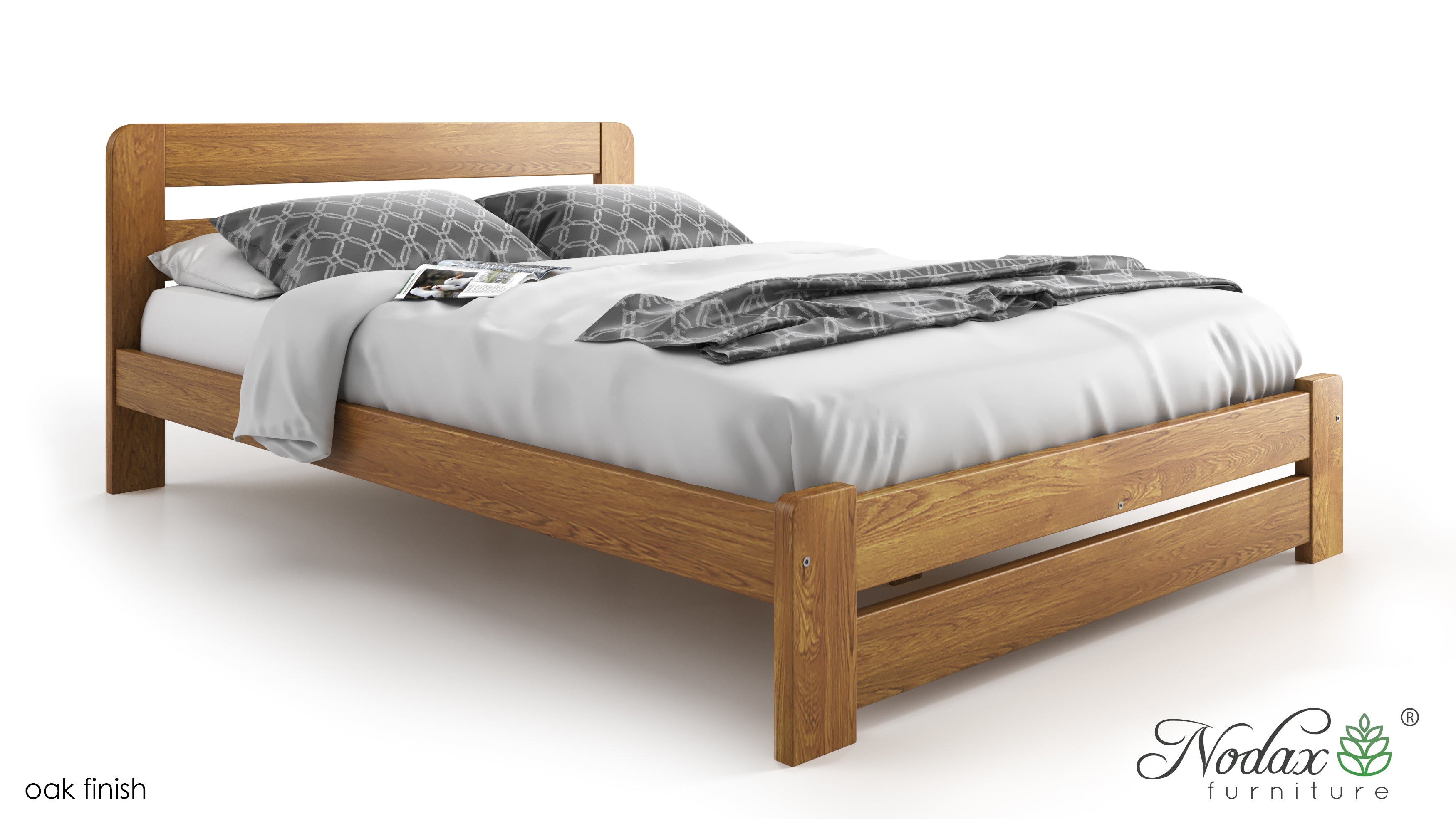 Nodax F1 Aurora wooden bed frame, oak finish