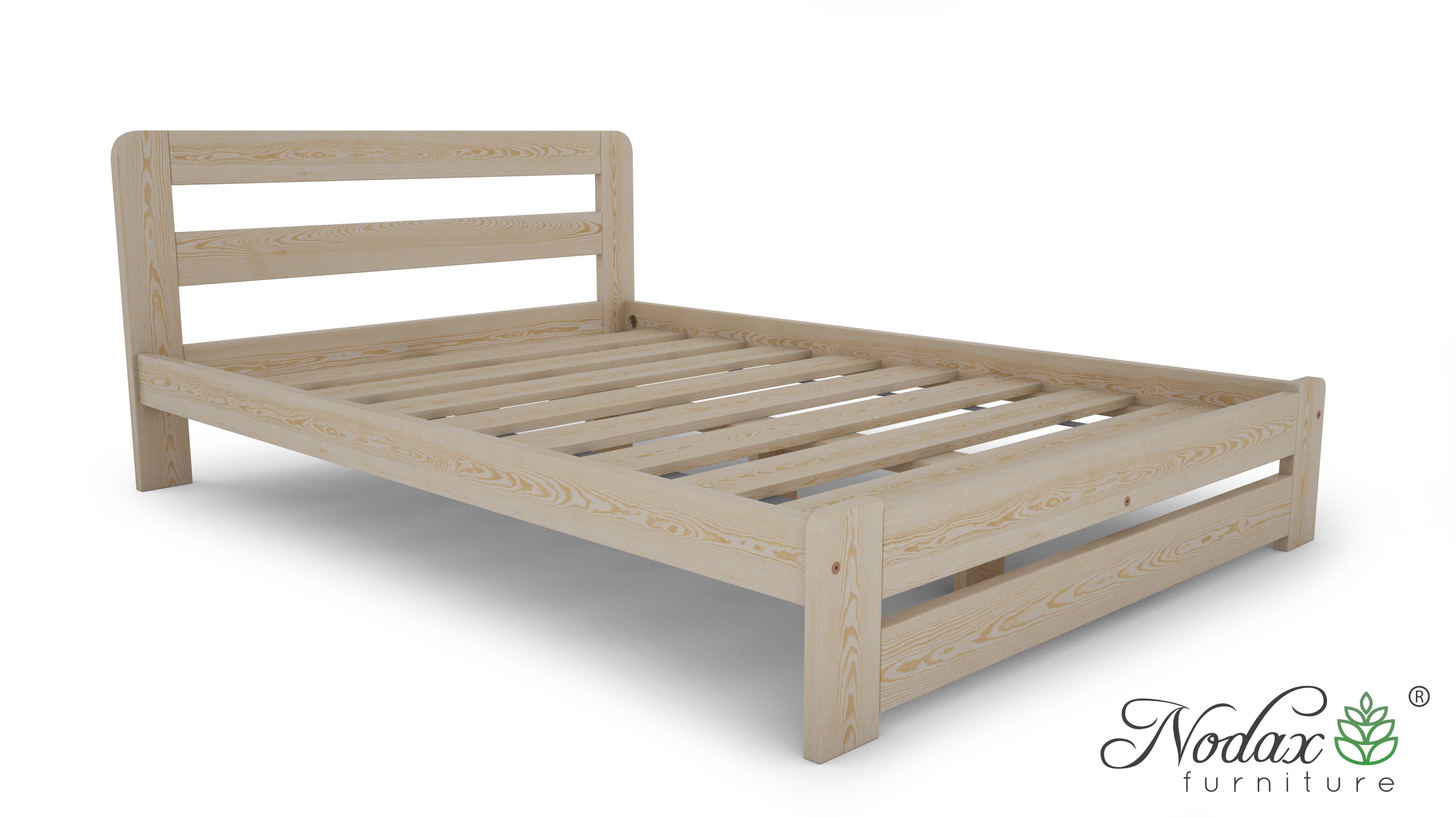 Nodax F1 Aurora wooden bed frame, pine finish, wooden slats
