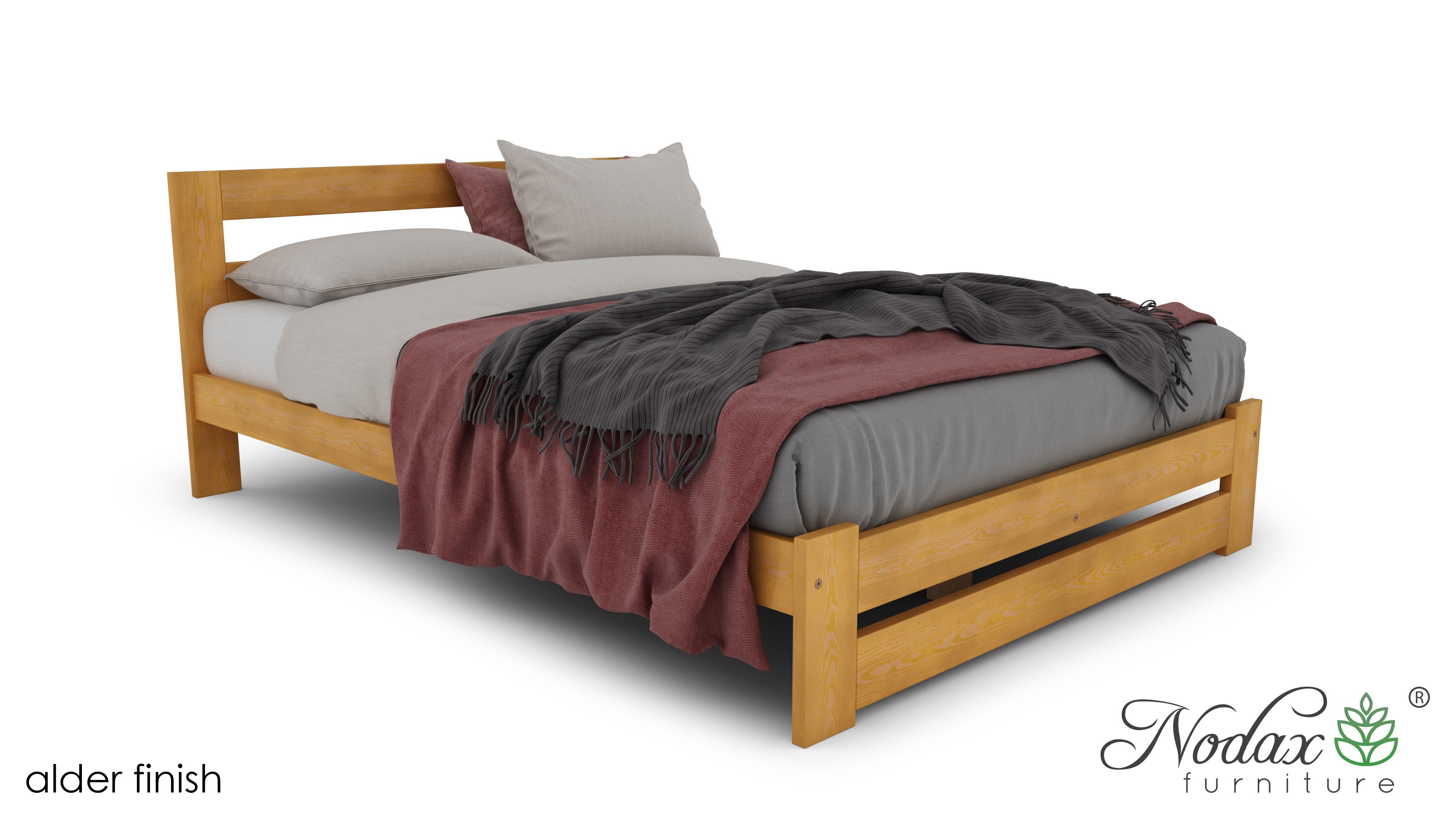 Nodax solid wooden bed frame, B7 Beta, alder finish