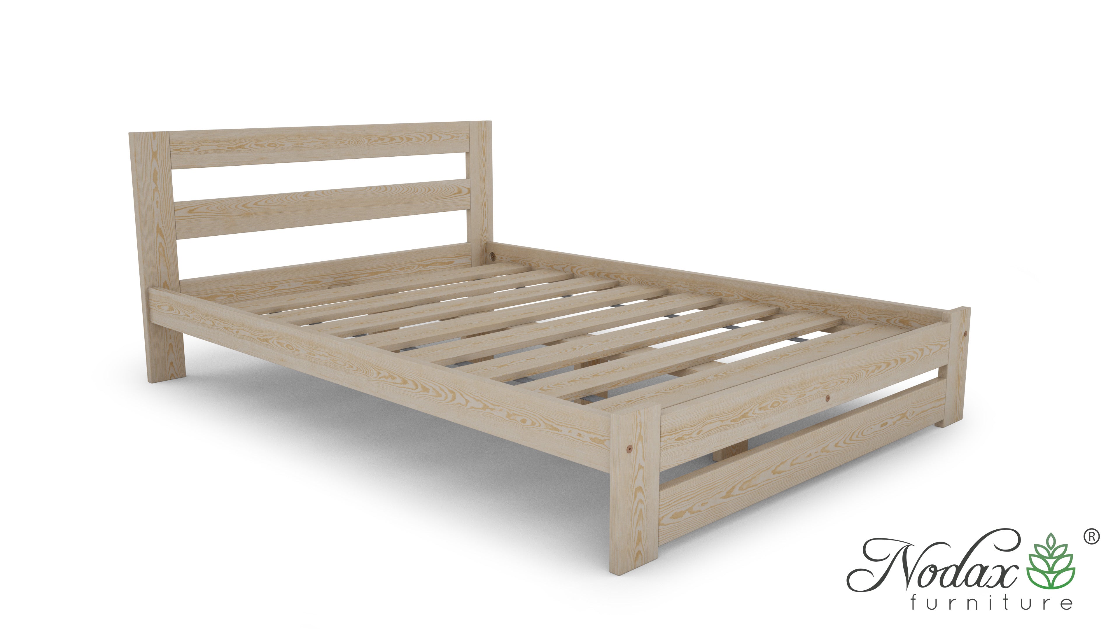 Nodax solid wooden bed frame, B7 Beta, pine finish, strong wooden slats