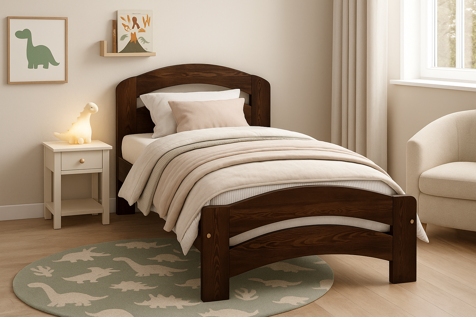 Nodax F10 Dala, Nodax wooden children's single bed, walnut finish