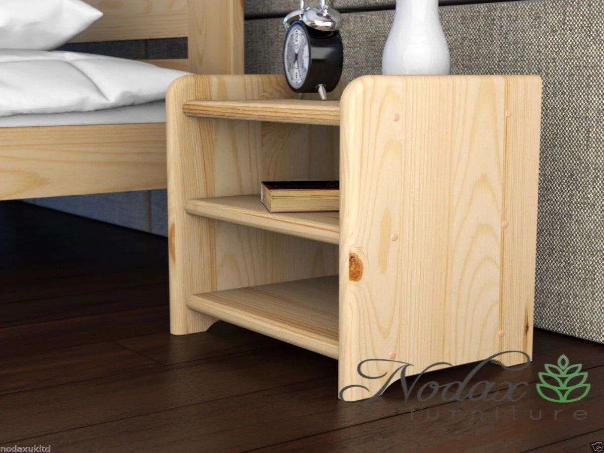 Nodax B5 bedside cabinet,  3 shelf space, bedside table, pine finish