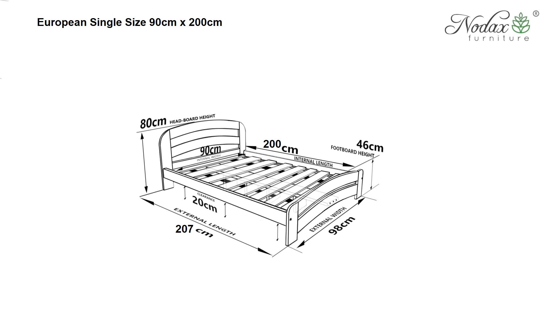 European Size Wooden Bed Frame Dala (F10)