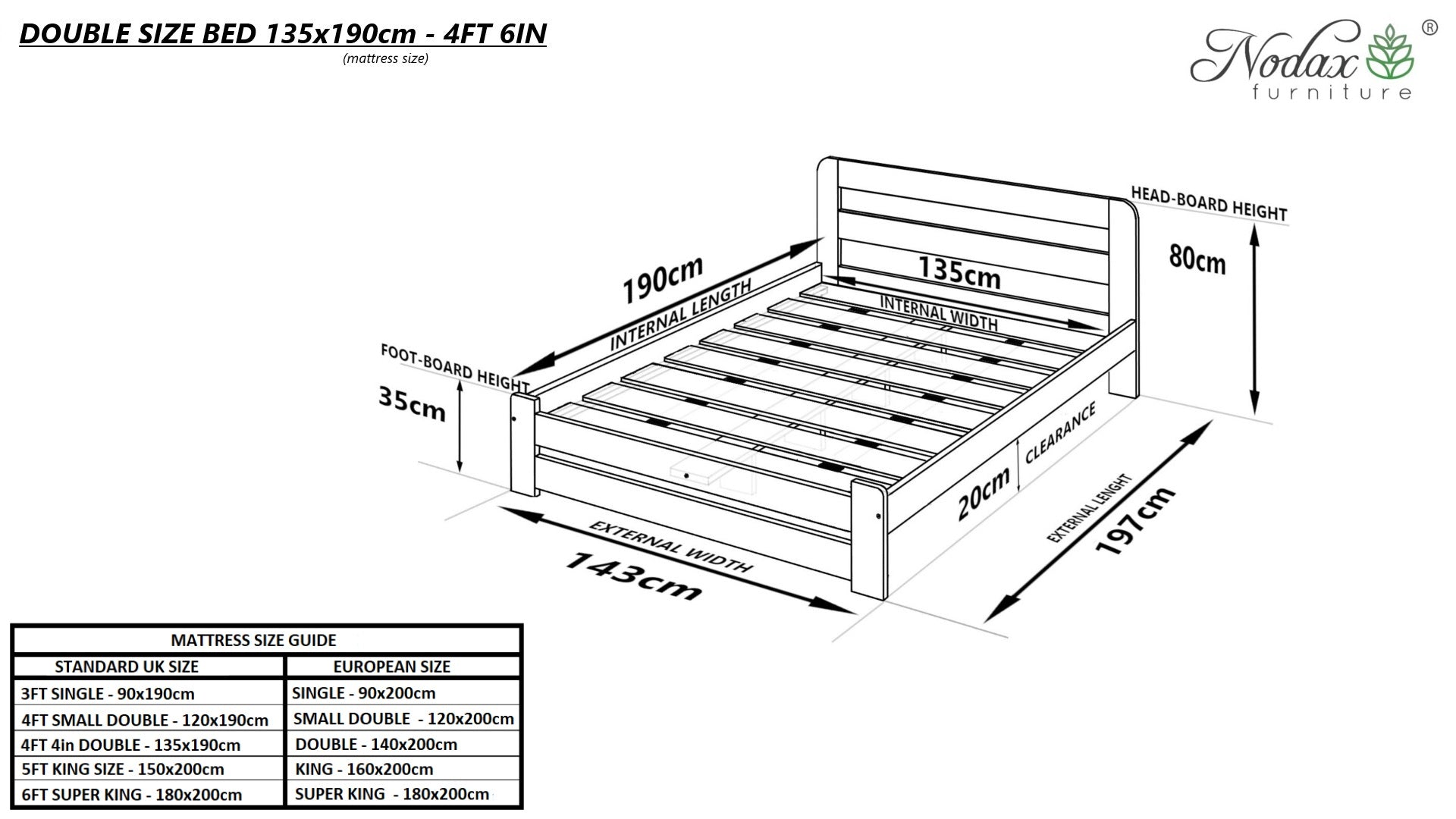 Wooden white bed frame Aurora (F1)