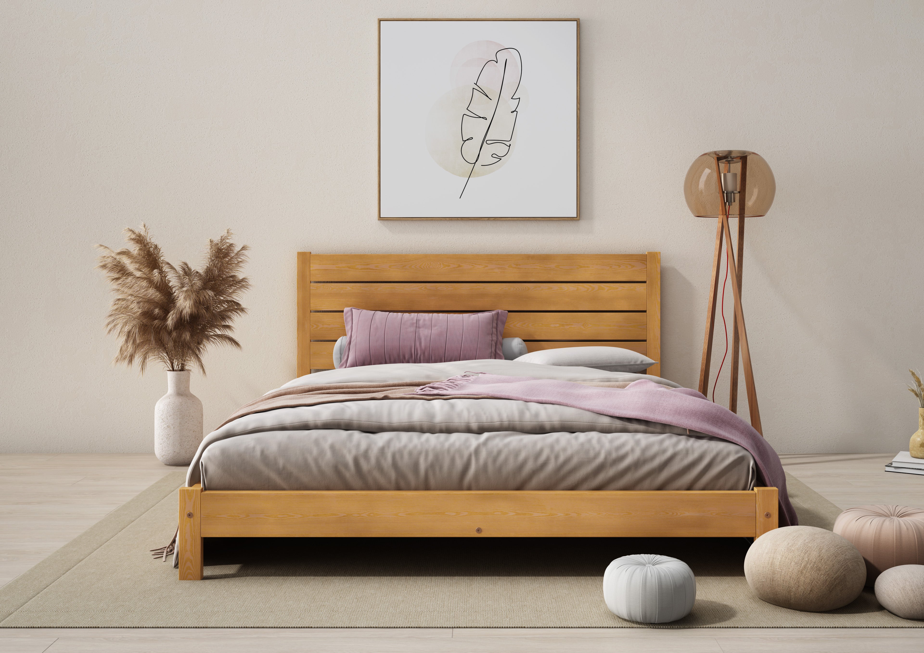 Nodax F15 Shibui low profile wooden bed frame in Alder wood finish