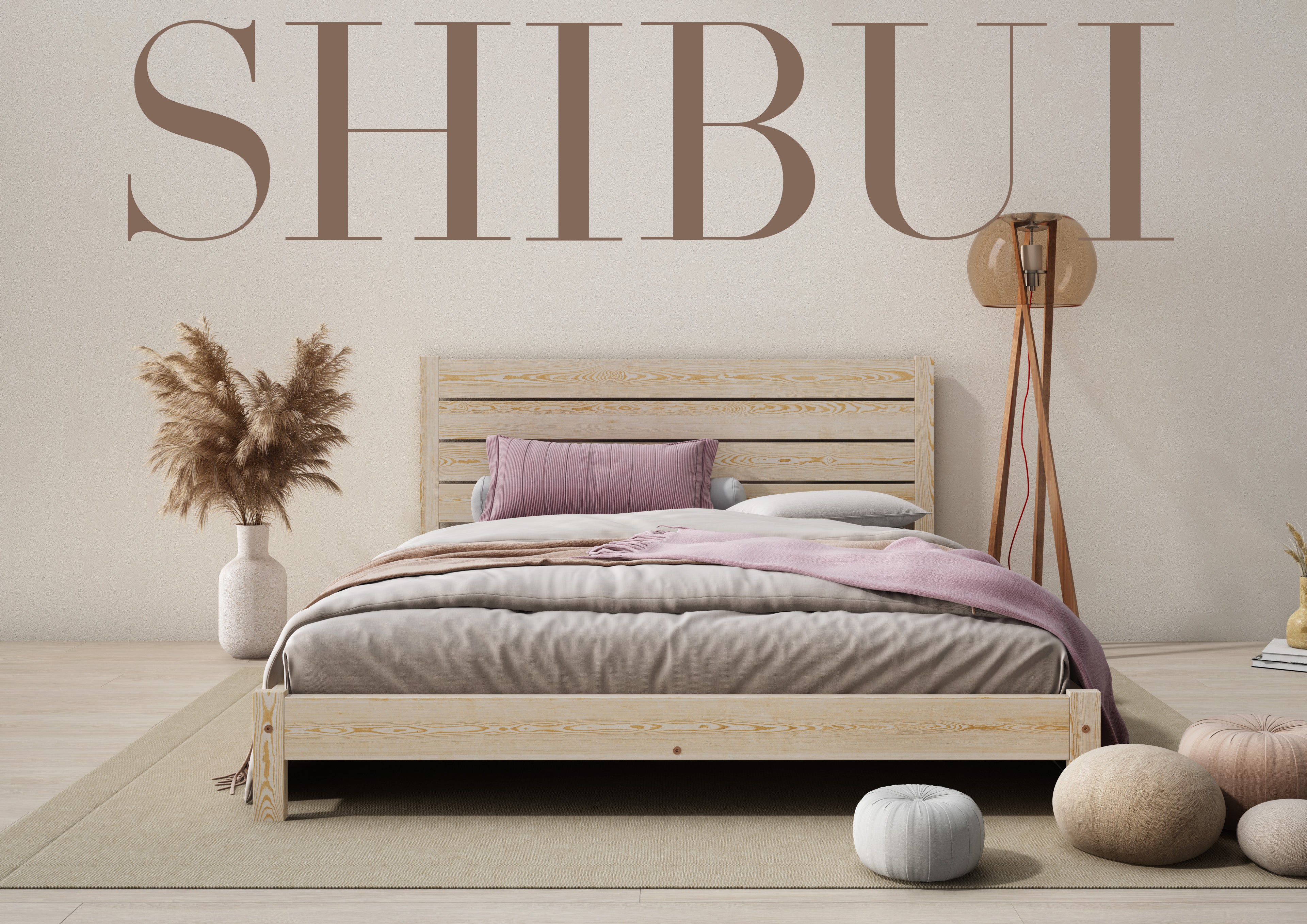 Nodax wooden bed frame Shibui F15 Japanese inspired low bed frame, pine finish