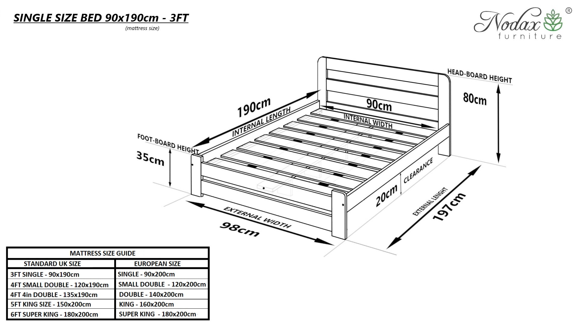 Wooden white bed frame Aurora (F1)