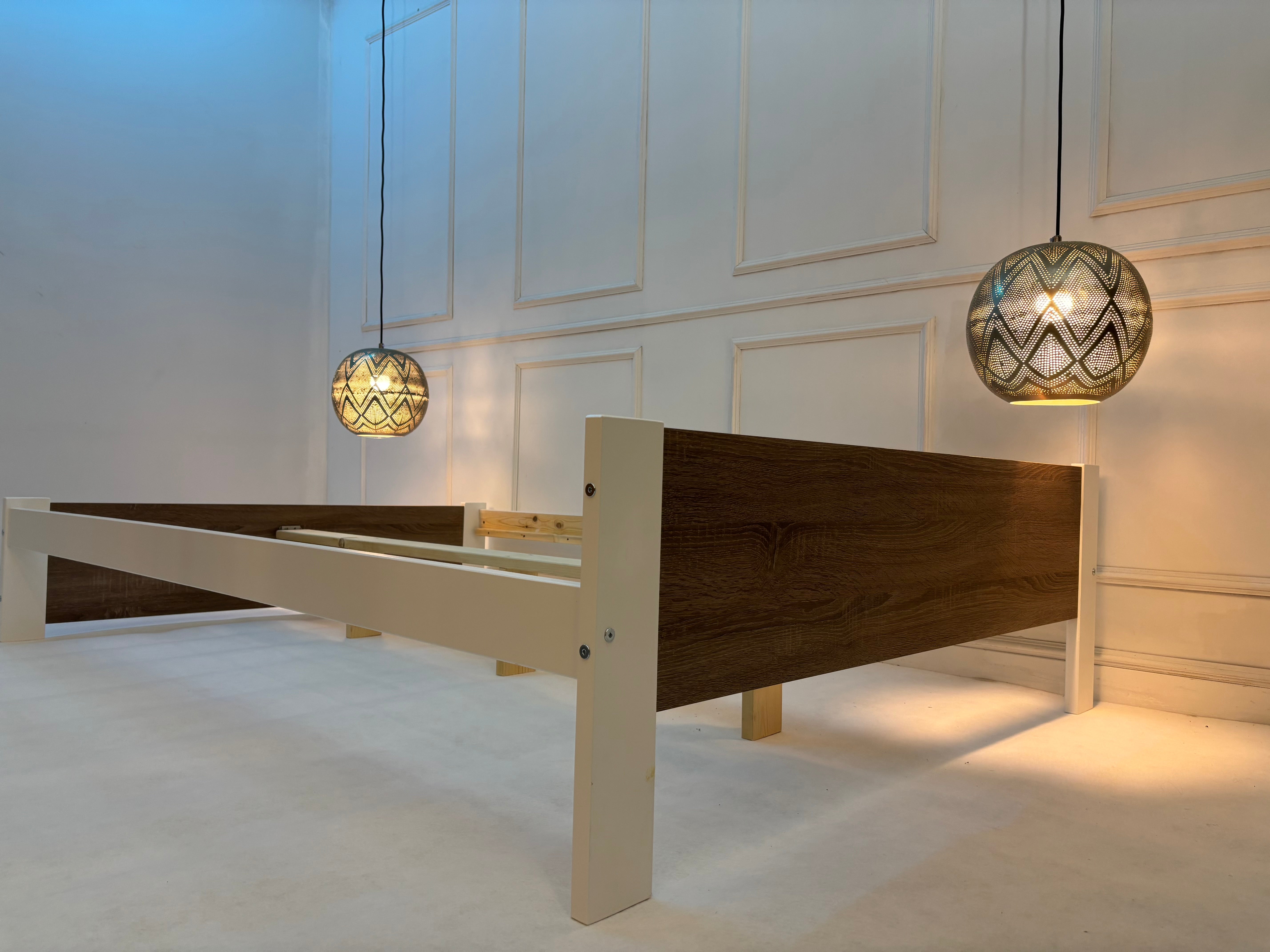 Nodax F6 white pine wood with laminate headboard & footboard in Sonoma Oak finish