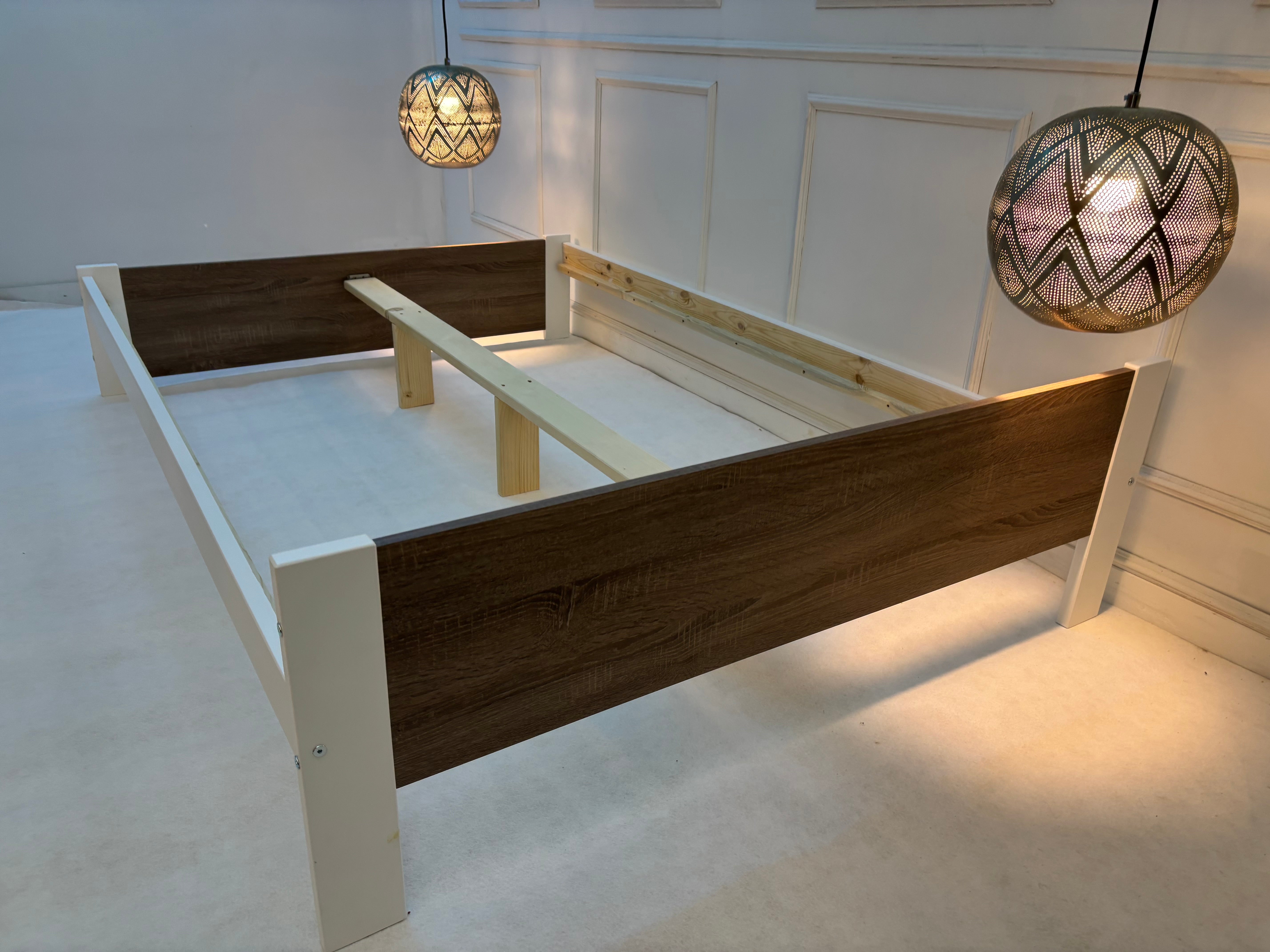 Nodax F6 white pine wood with laminate headboard & footboard in Sonoma Oak finish