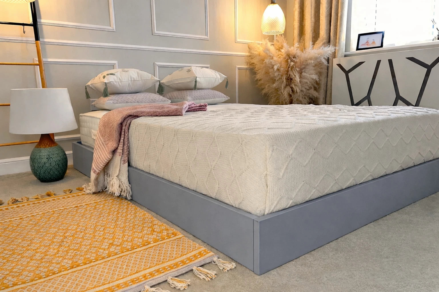Nodax F9 Zen low profile Japanese inspired box bed frame in grey painted finish