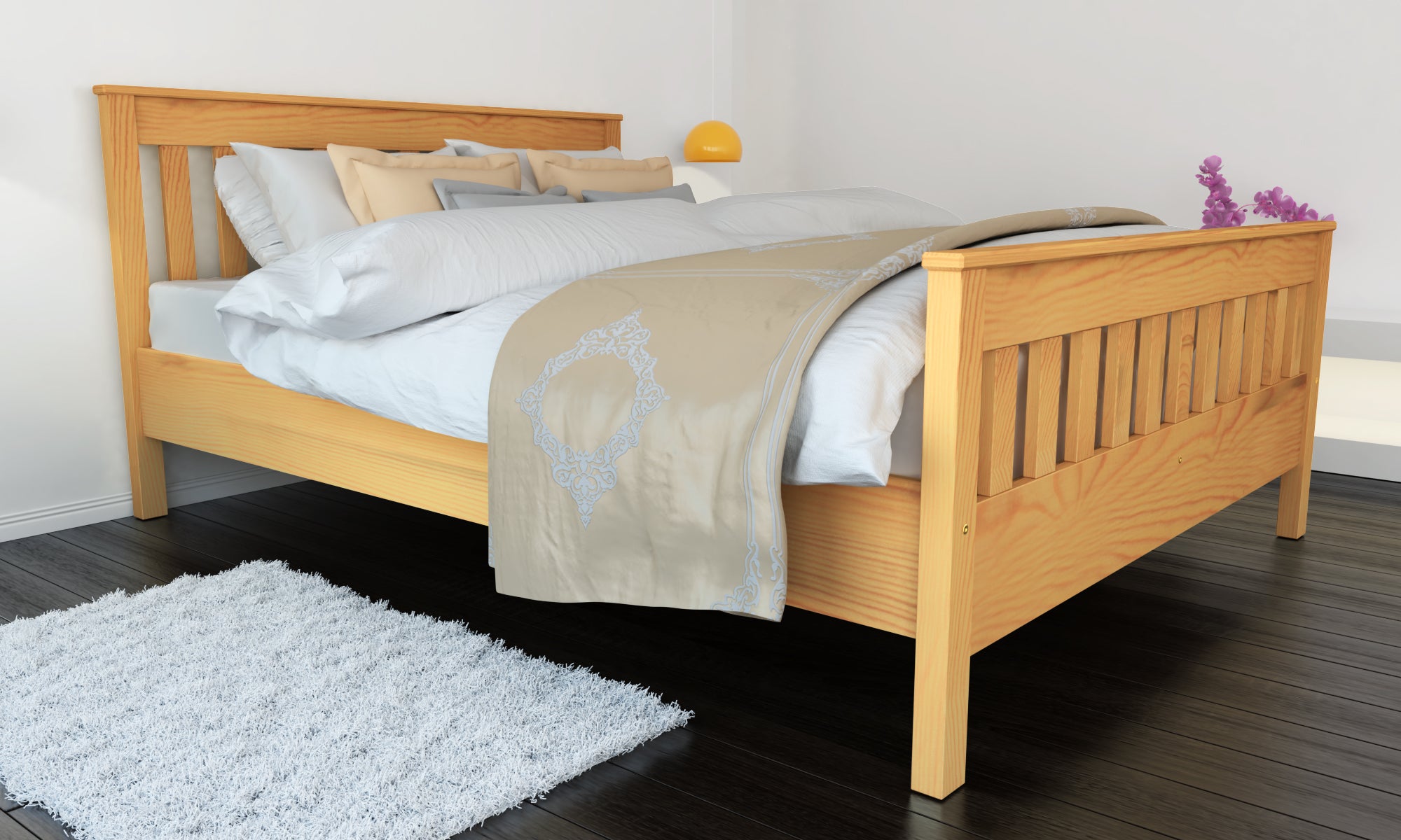 Nodax F16 Hercules wooden bed frame, classic design, alder finish