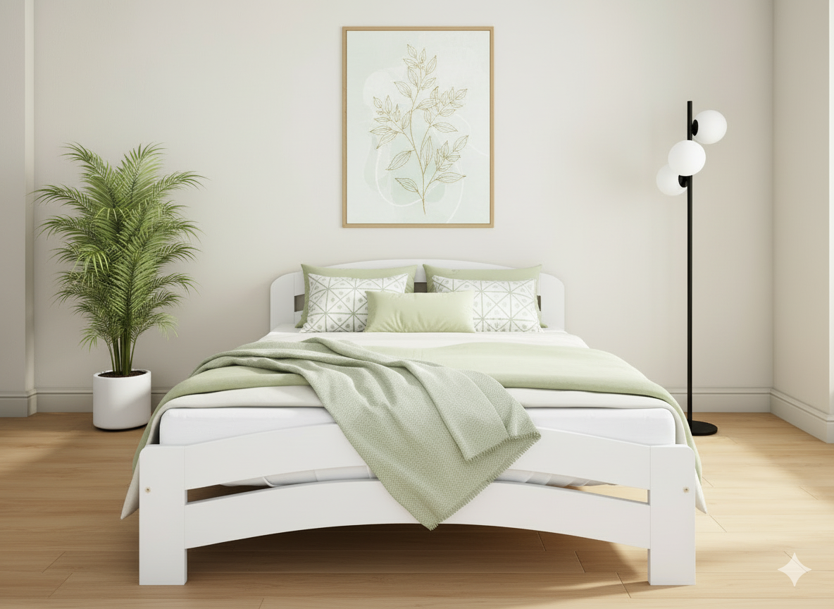 Nodax F10 Dala wooden bed frame in White finish