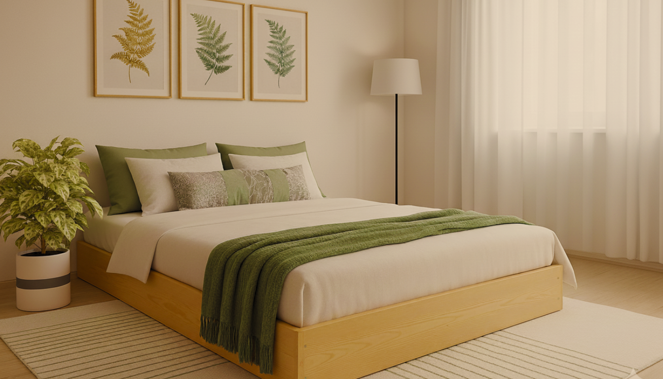 Nodax F9 Zen wooden platform bed frame, Japanese-inspired, Alder finish