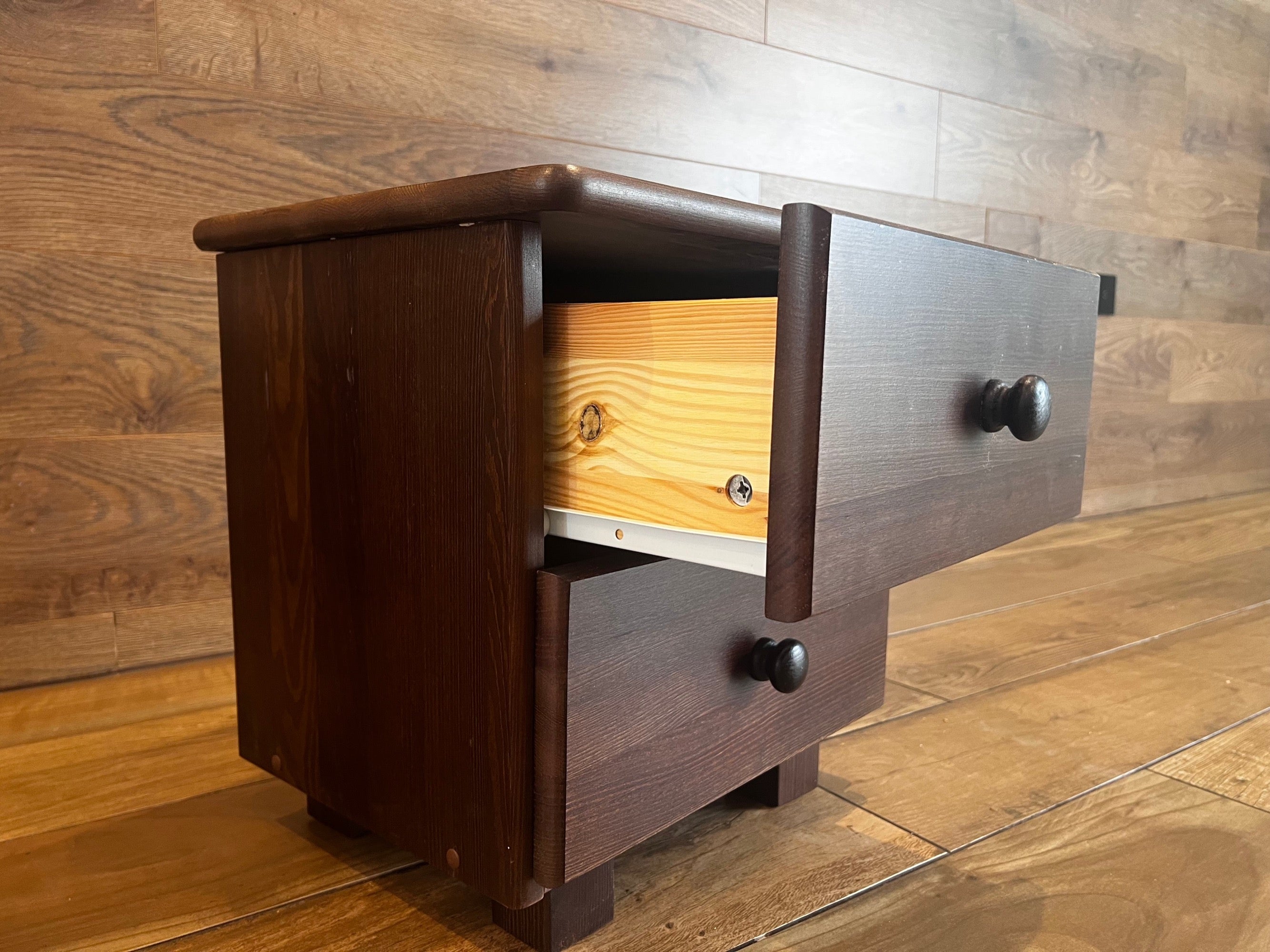 Nodax B2 bedside cabinet,  two drawer shelf,bedside table, walnut finish