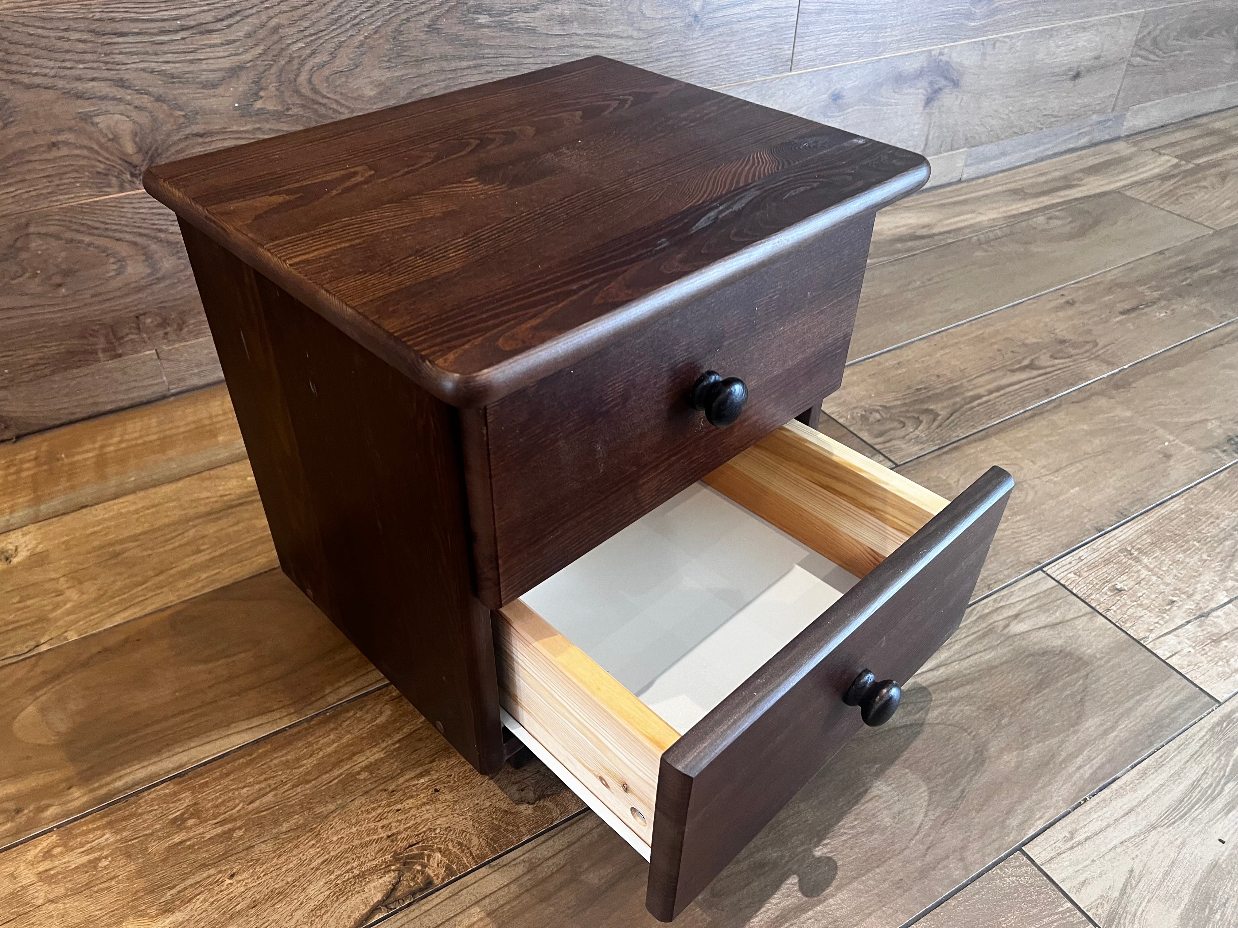 Nodax B2 bedside cabinet,  two drawer shelf,  bedside table, walnut finish, inside view of bottom shelf