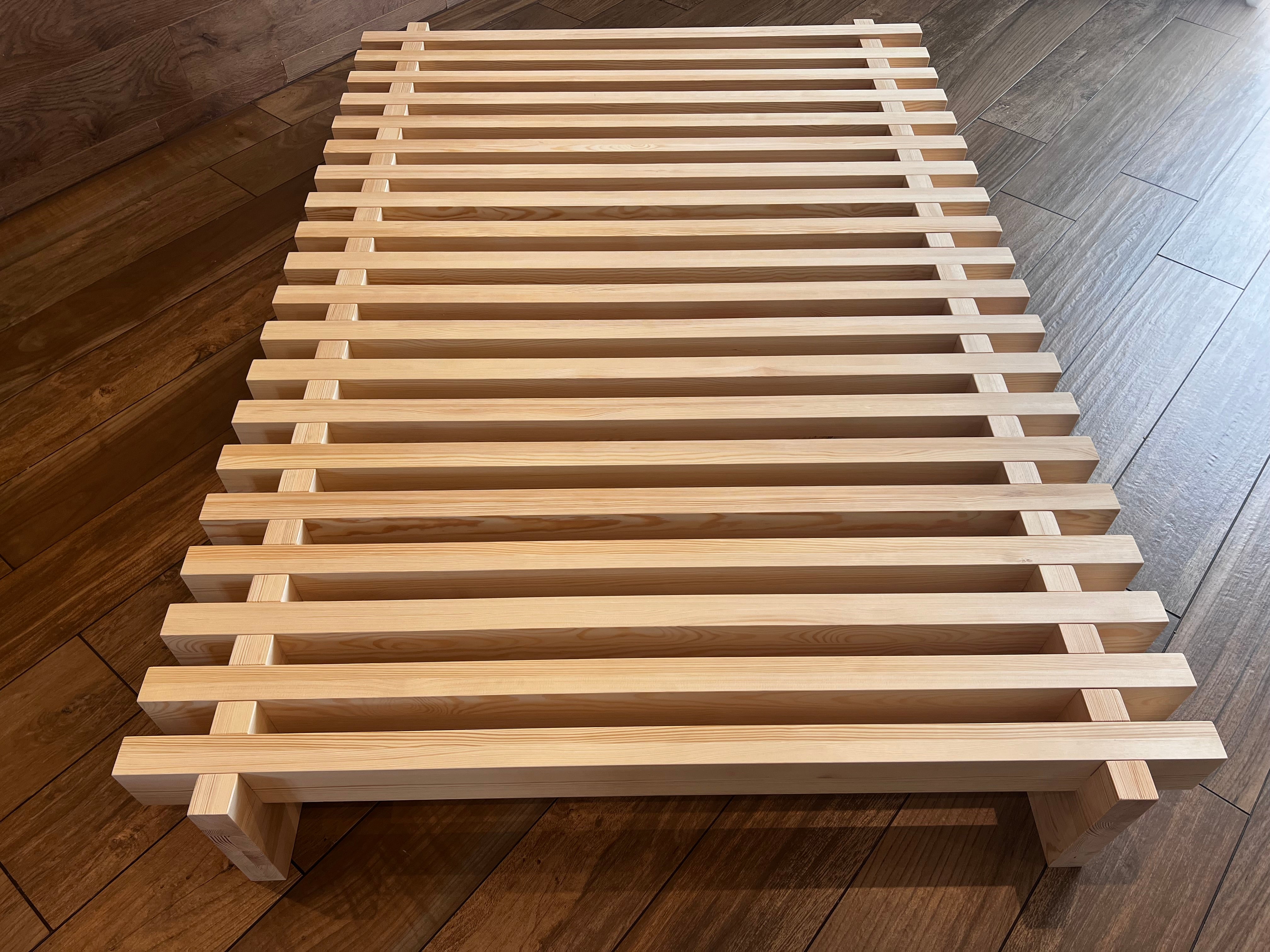 Nodax wooden bedframe, F8 Sirius stong bed, beautiful natural untreated pine wood, heavy duty slats, extra support, easy slot-together assembly