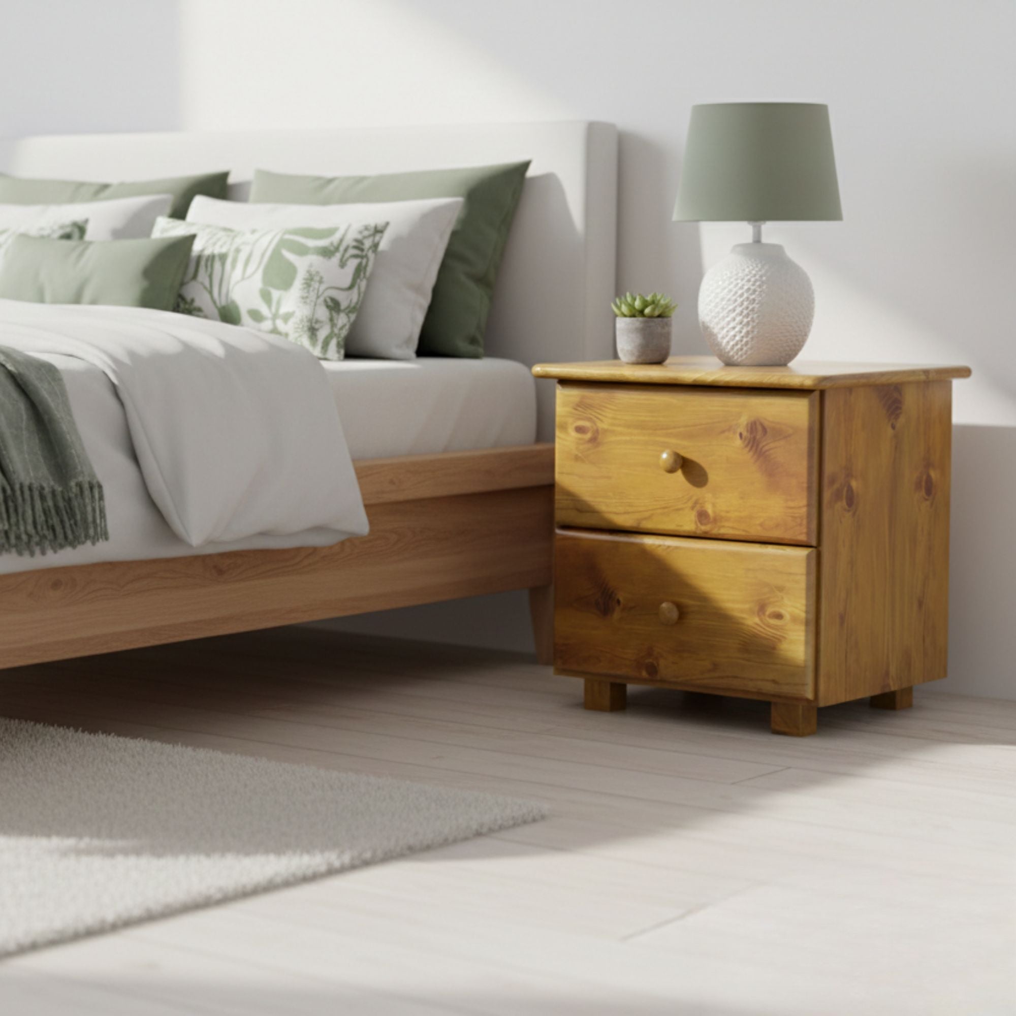 Bedside Cabinet B2 | 2-Drawer Wooden Bedside Unit