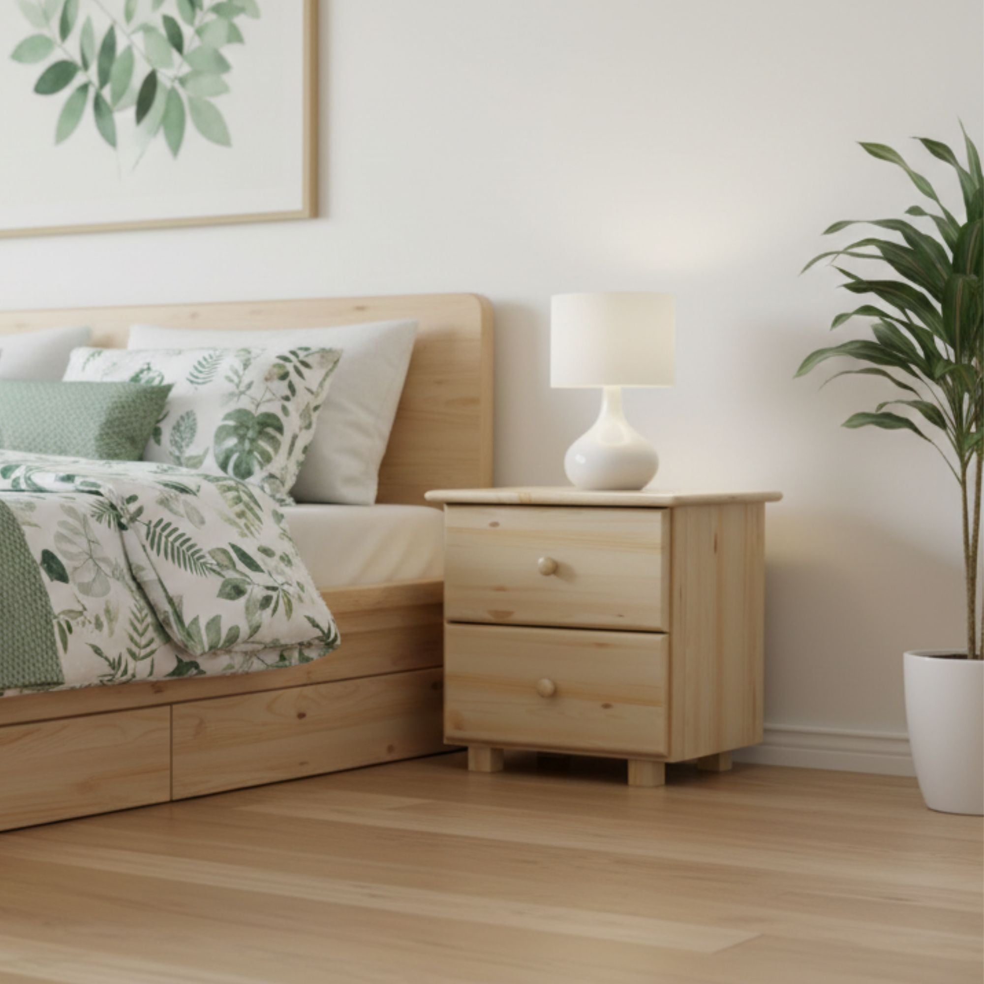 Bedside Cabinet B2 | 2-Drawer Wooden Bedside Unit