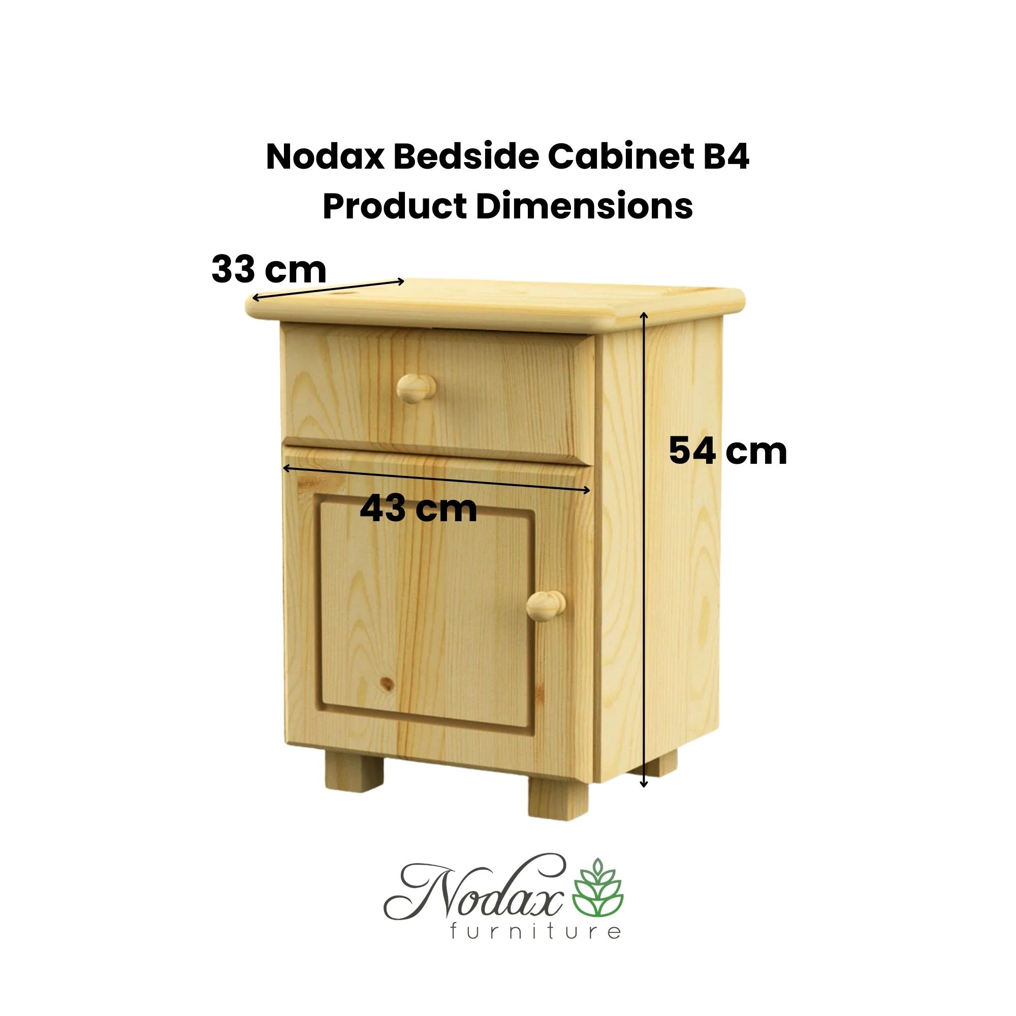 Nodax B4 wooden bedside unit measurements, dimensions