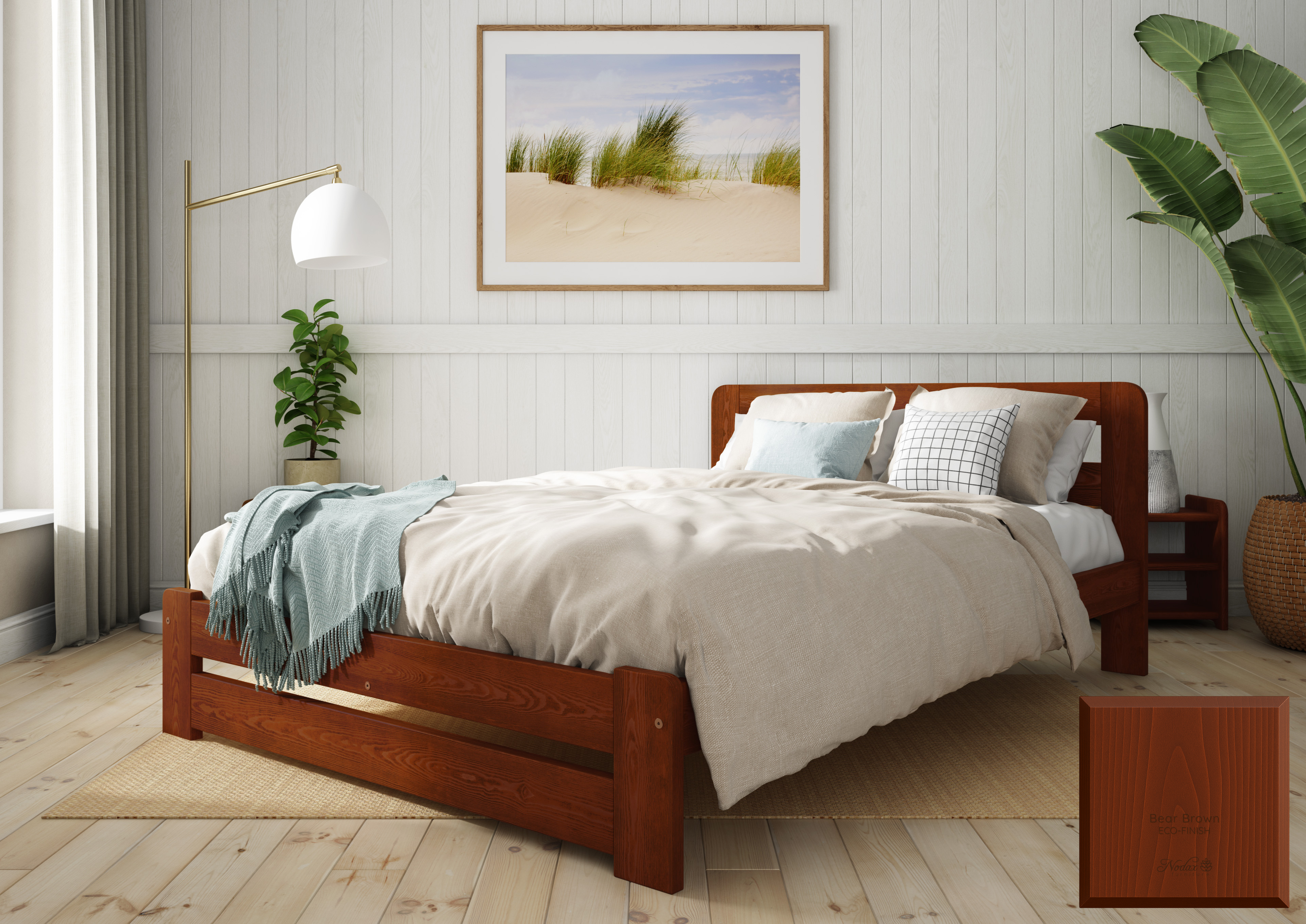 Nodax F1 Aurora bed frame in Auro 560 Bear brown eco-colour woodstain, eco-friendly, breathable, safe, non-toxic, plastic-free, low VOCs