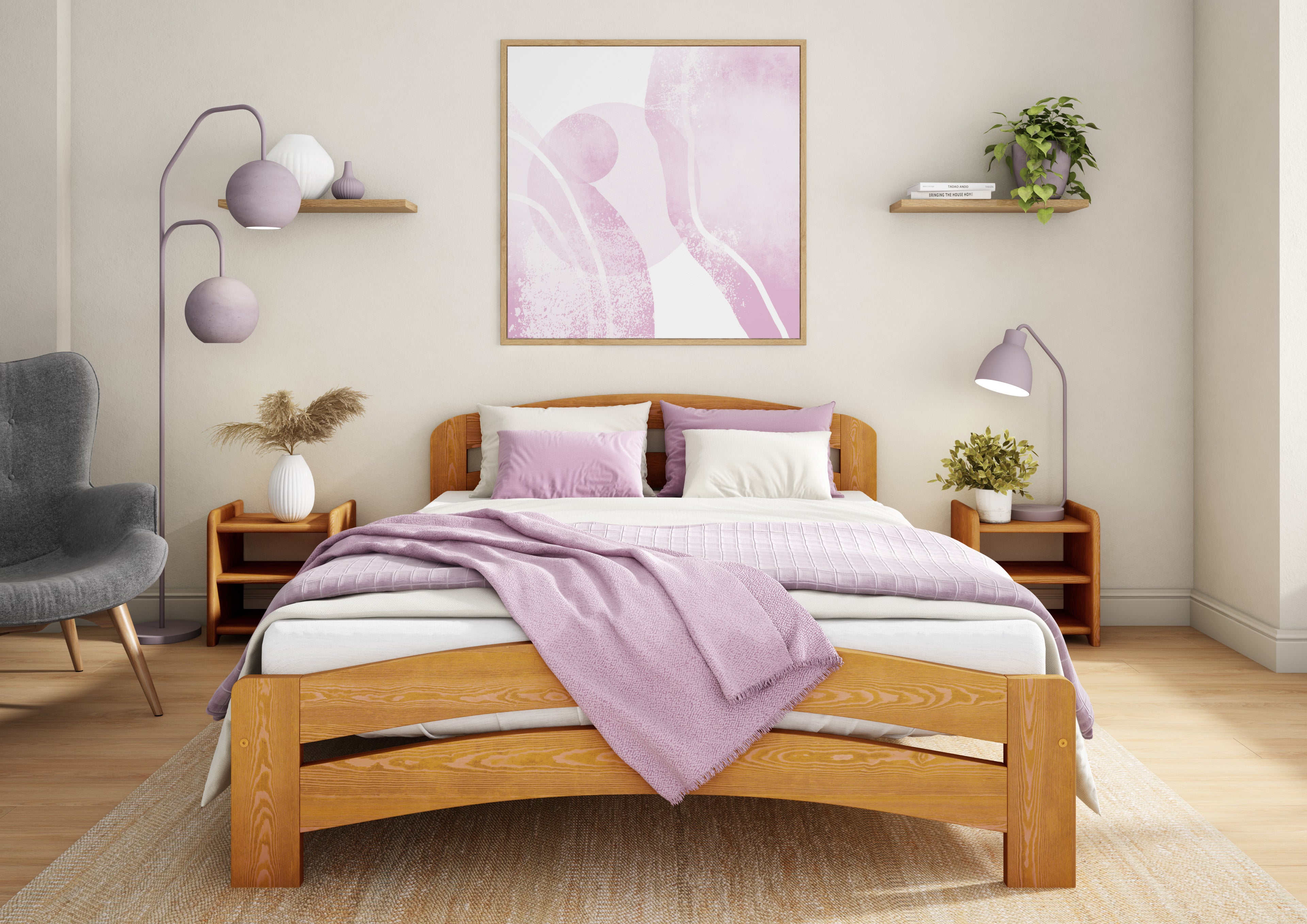 Nodax F10 Dala wooden bed frame, alder wood colour finish
