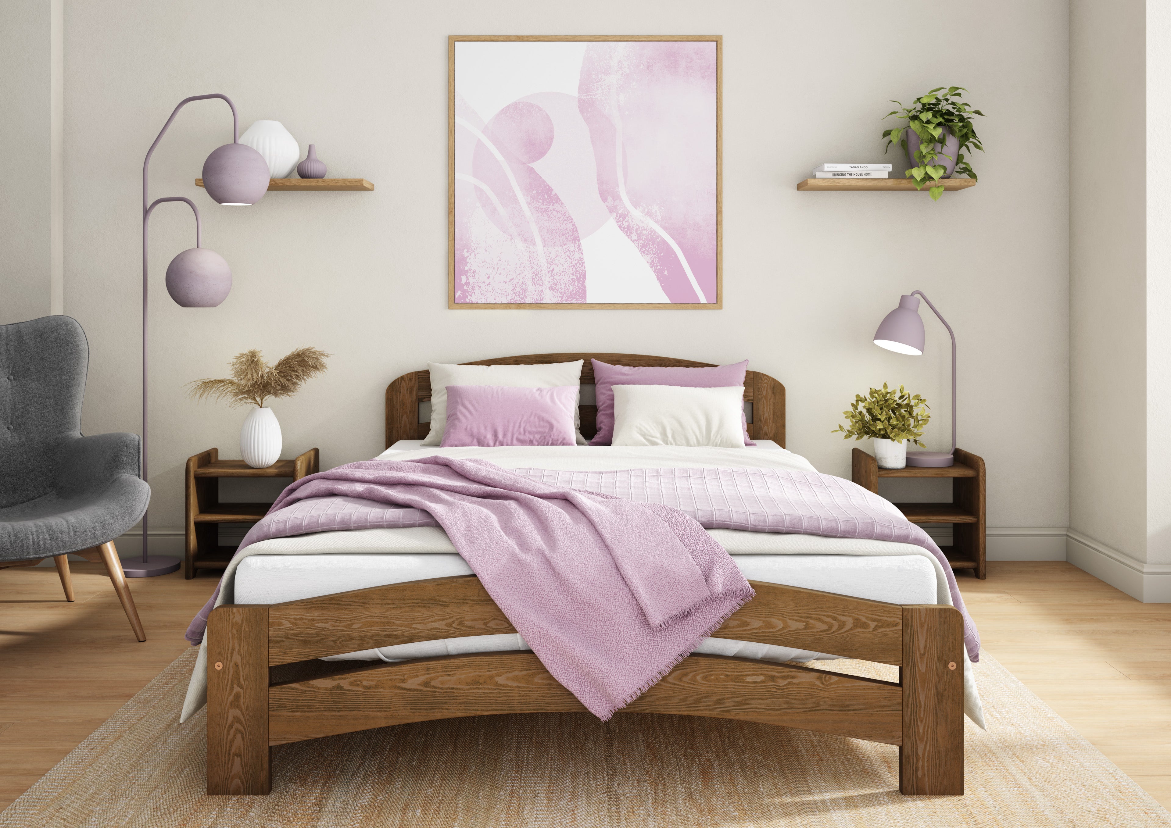 Nodax F10 Dala wooden bed frame, oak wood colour finish