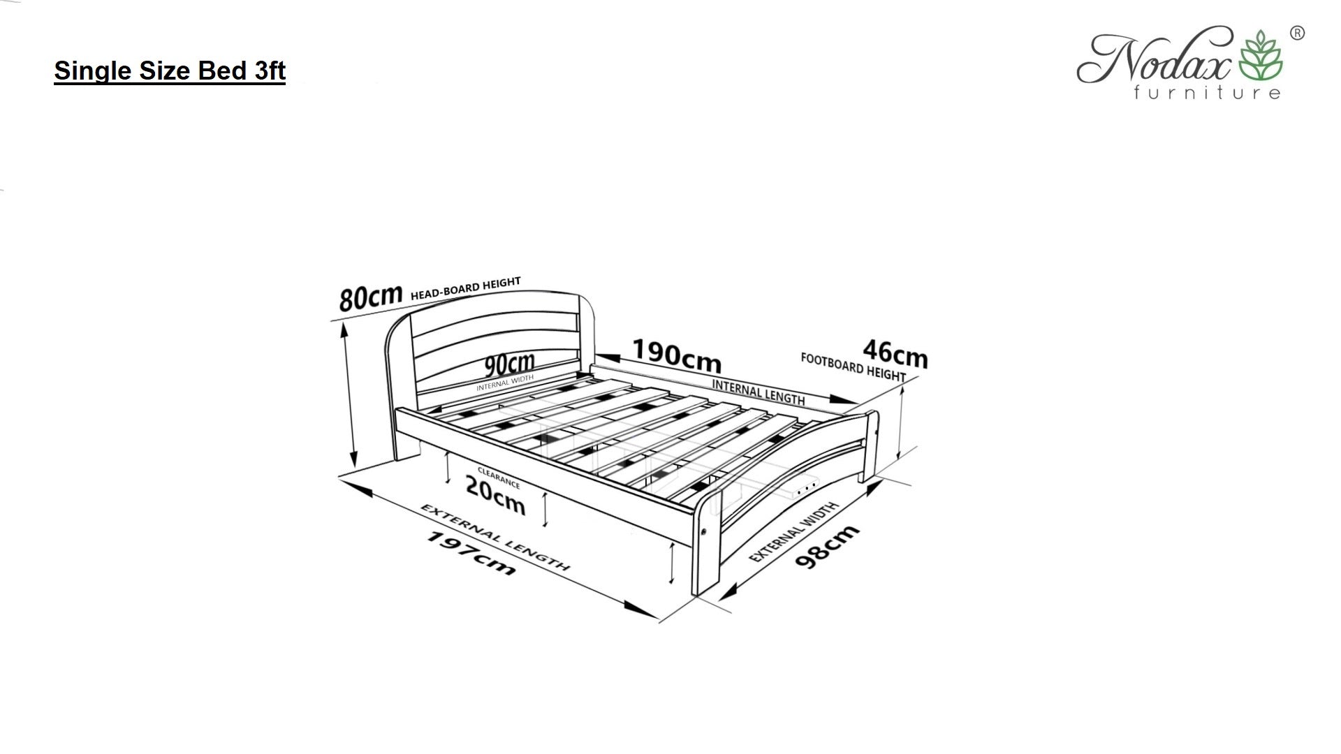 Nodax F10 Dala UK Single size dimensions