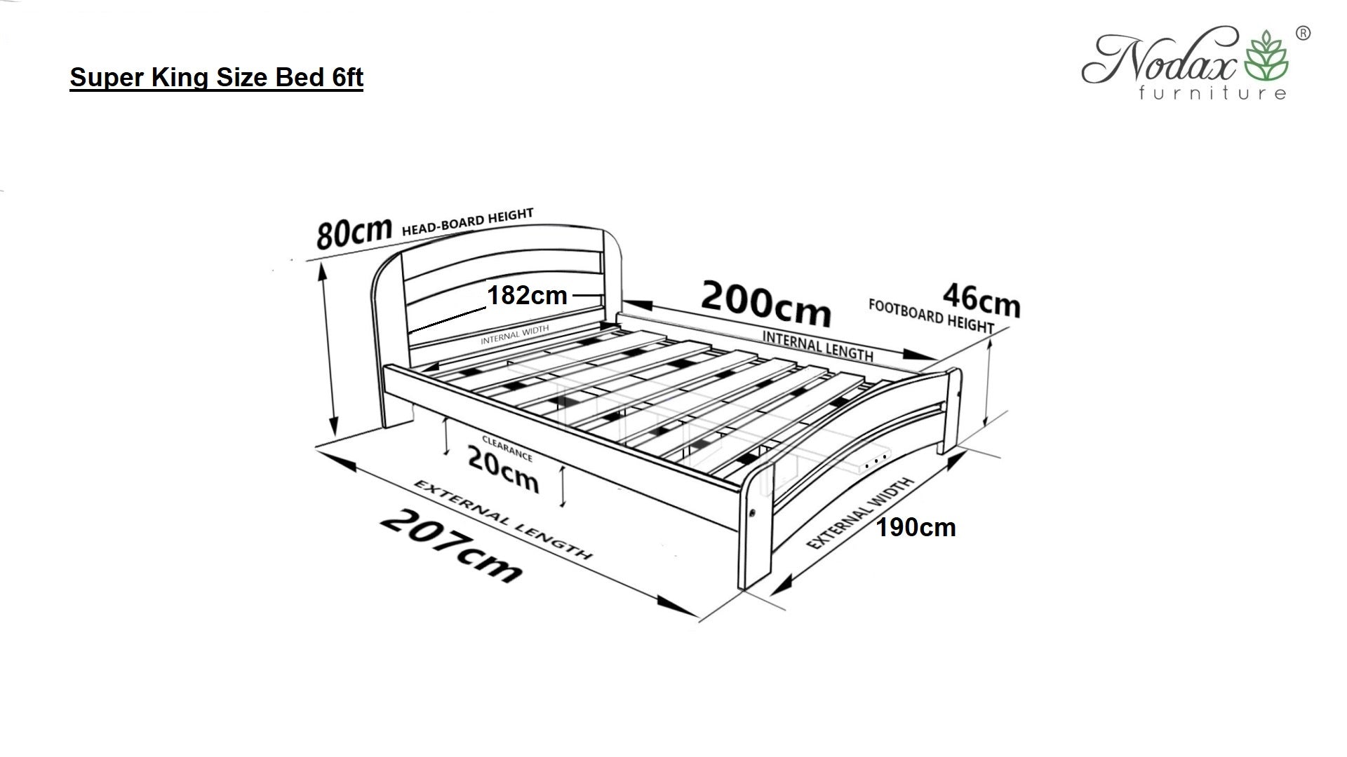 Nodax F10 Dala UK Super King size dimensions