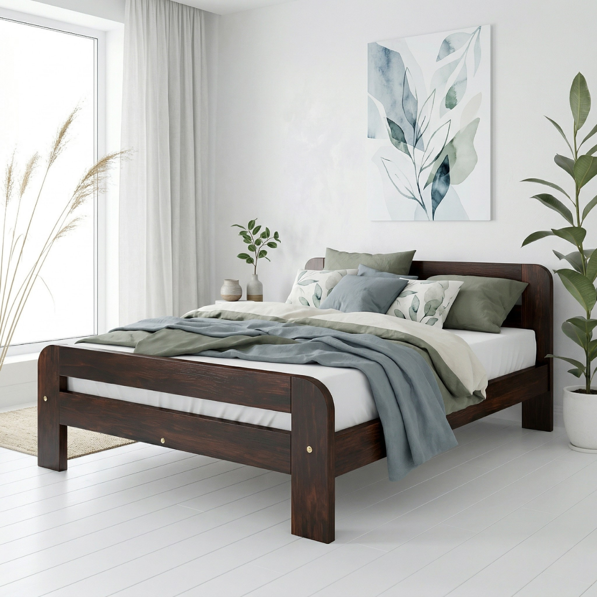 Nodax F2 Nordic Sky wooden bed frame, Walnut colour finish