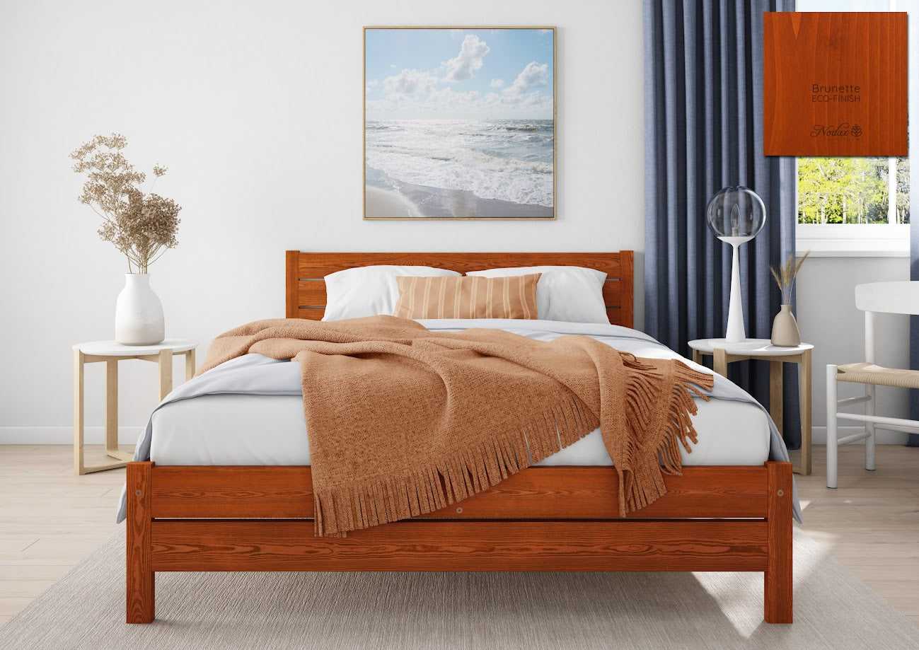 Nodax F3 Eco-Finish Colour Wooden Bed Frame Alva, brunette eco-finish, cornered headboard, solid structure beds, wooden bed frames, colourful beds 