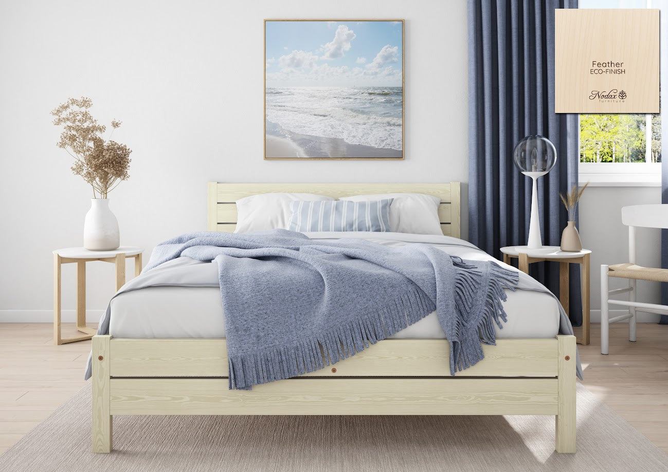 Nodax F3 Eco-Finish Colour Wooden Bed Frame Alva, feather eco-finish, cornered headboard, solid structure beds, wooden bed frames, colourful beds 