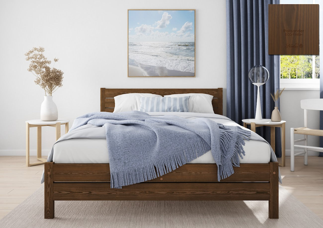 Nodax F3 Eco-Finish Colour Wooden Bed Frame Alva, palisander eco-finish, cornered headboard, solid structure beds, wooden bed frames, colourful beds 