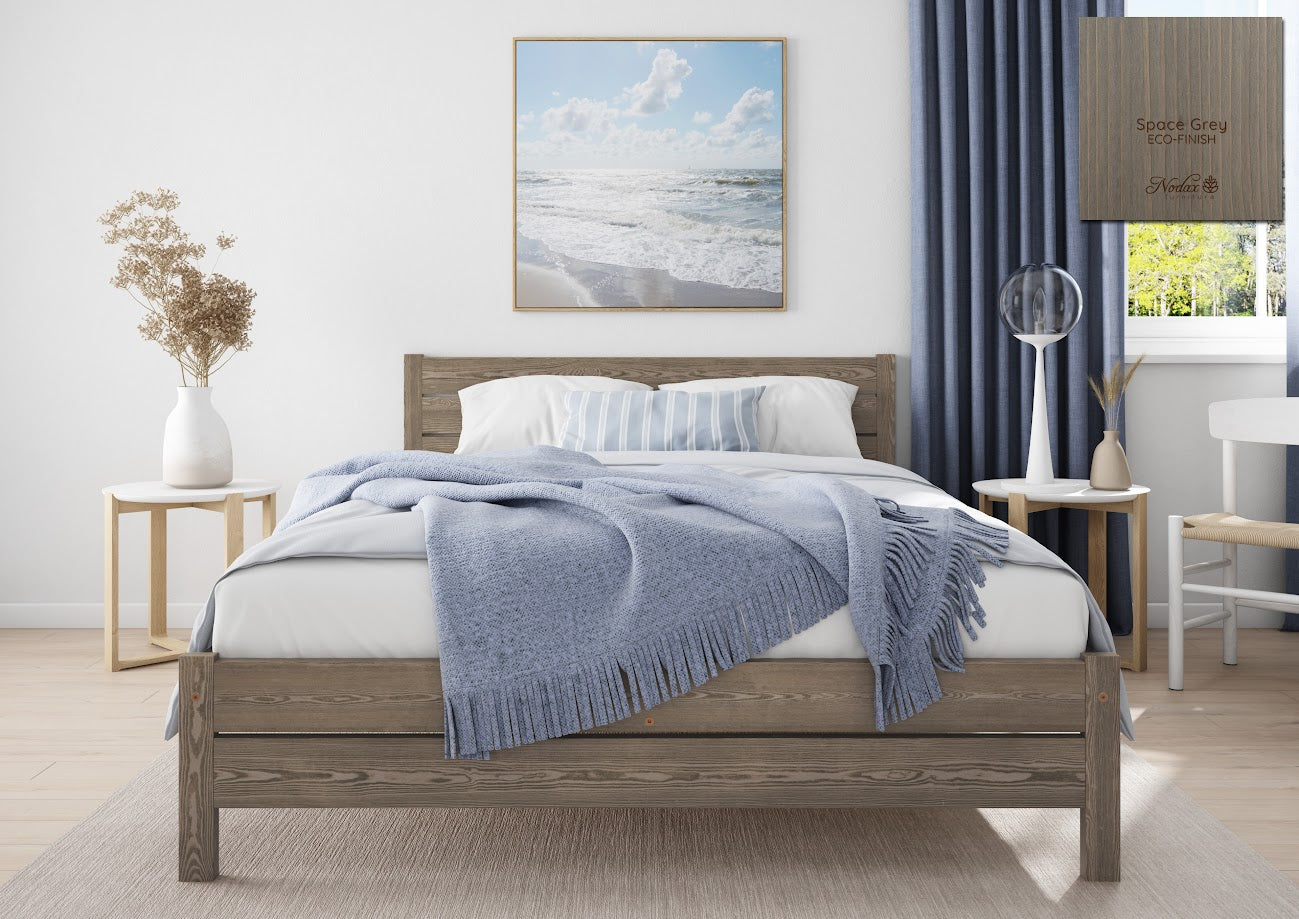 Nodax F3 Eco-Finish Colour Wooden Bed Frame Alva, space grey eco-finish, cornered headboard, solid structure beds, wooden bed frames, colourful beds 