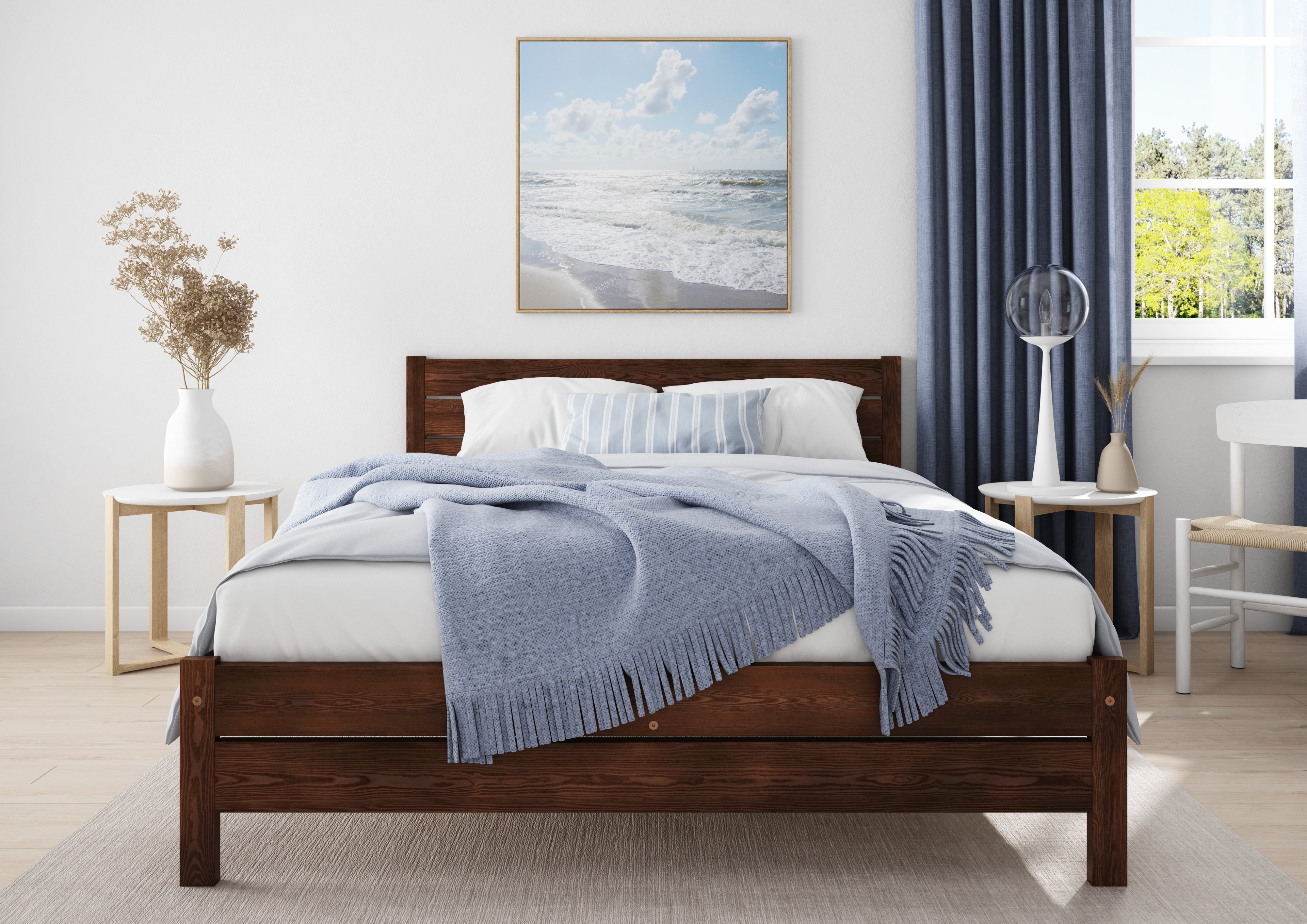 Nodax F3 Alva wooden bed frame, walnut wood colour finish