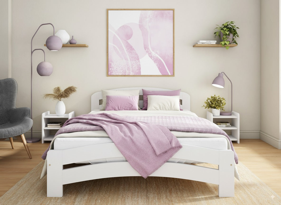 Nodax F10 Dala wooden bed frame, white painted wood colour finish