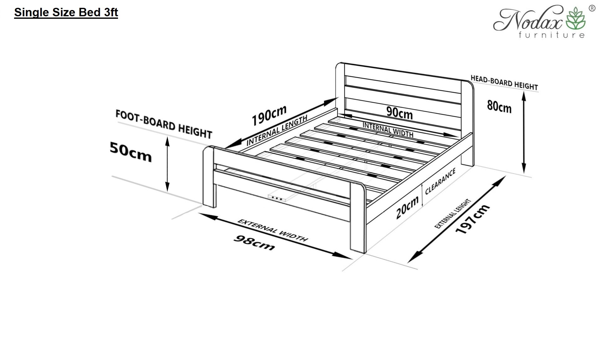 Wooden bed frame Nordic Sky (F2)