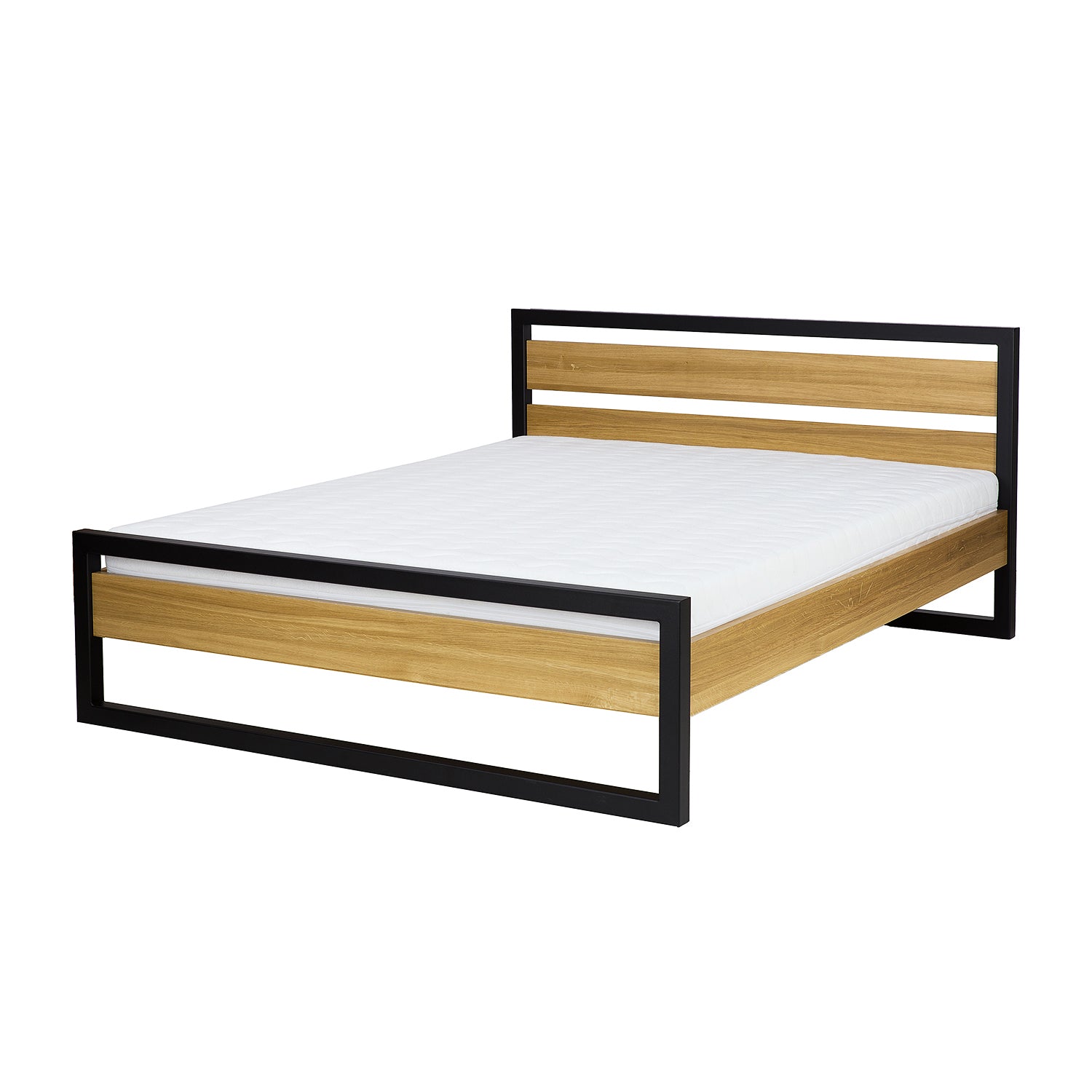 Industrial Steel And Solid Oak Bed Frame - Fortitude Oak & Steel Collection