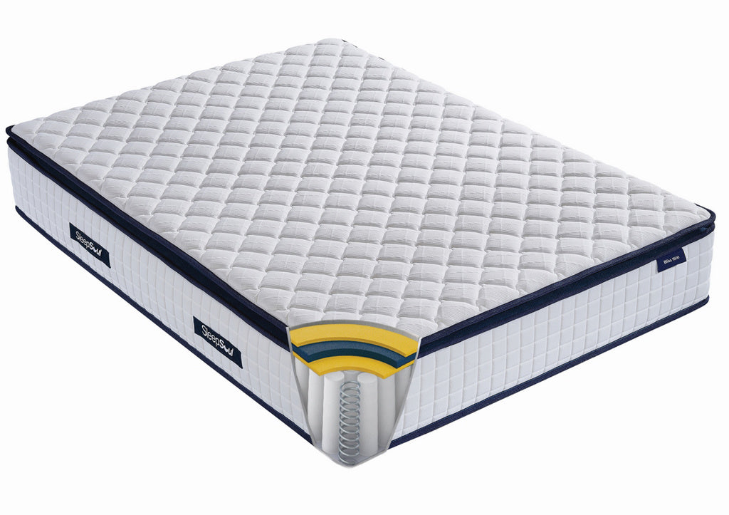 Sleepsoul Bliss 1500 Pocket Spring Mattress 31cm Firm with quilting, soft foam, memory foam and individual pocket springs - buy at Nodax UK